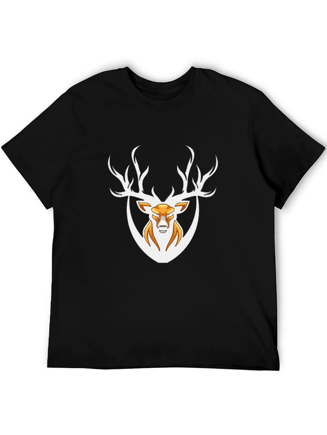 Mens Black T-Shirt with Deer Graphic
