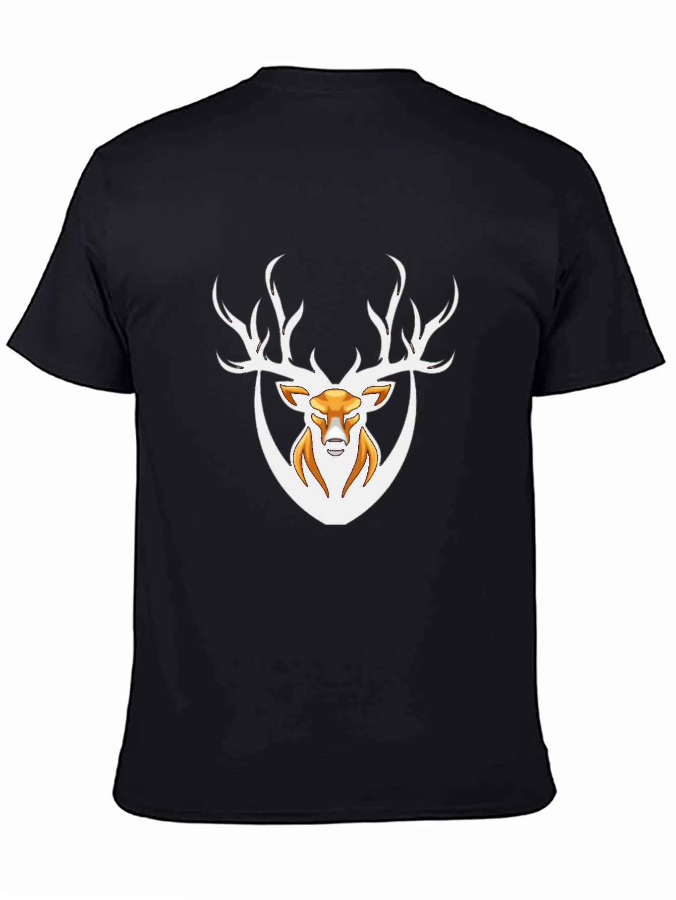 Mens Black T-Shirt with Deer Graphic