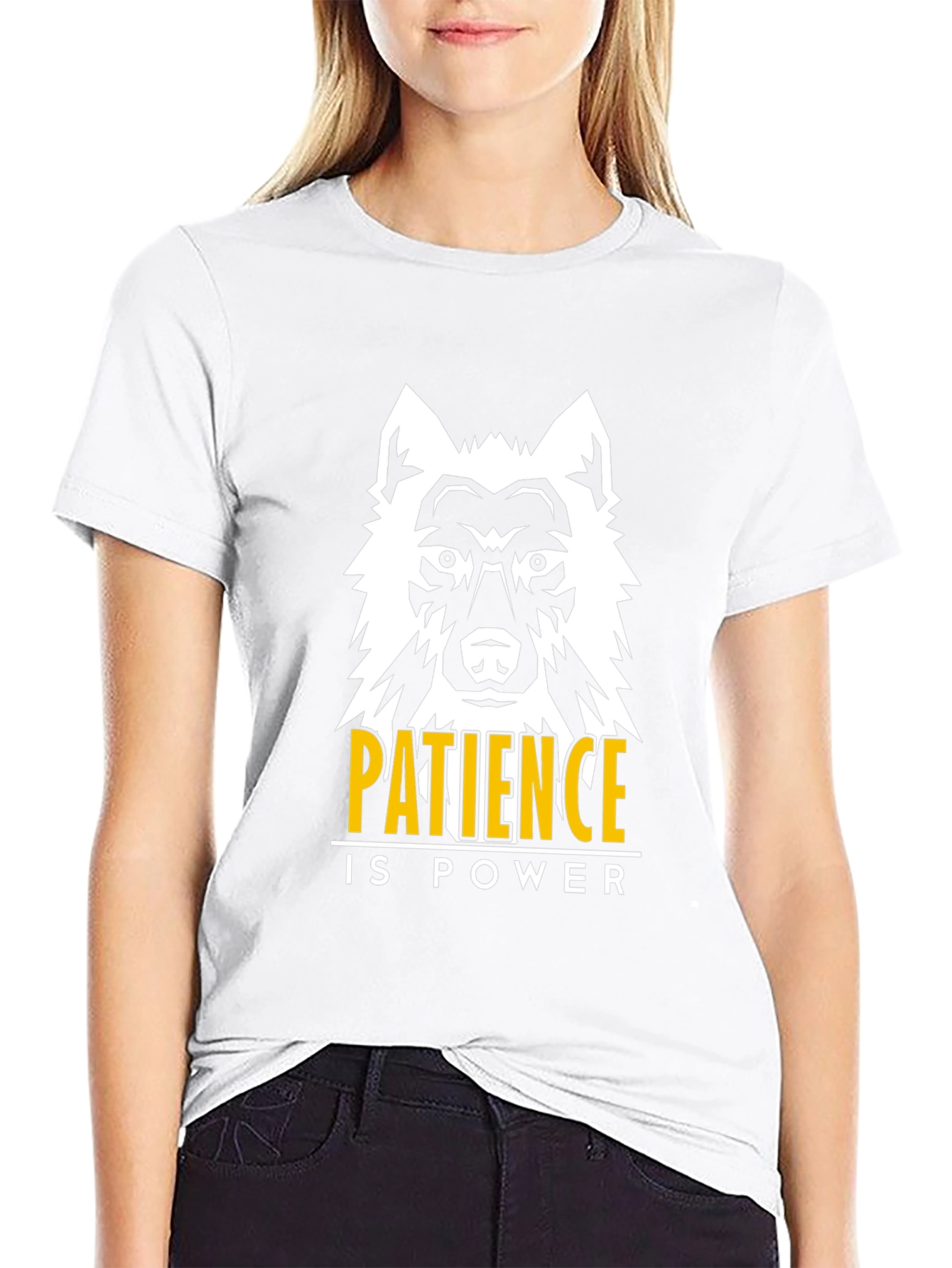 Patience is Power Wolf Graphic Tee - Black