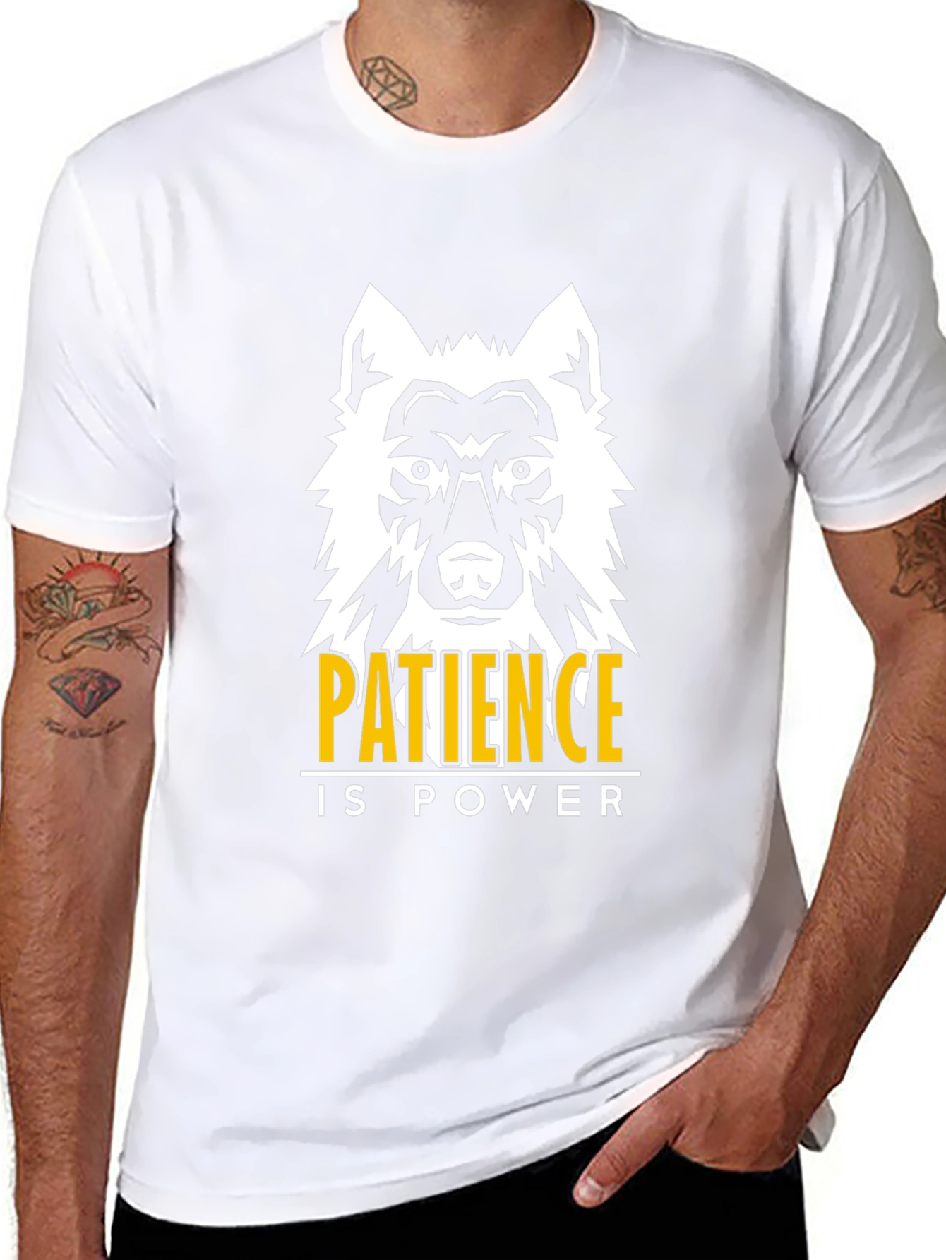 Patience is Power Wolf Graphic Tee - Black