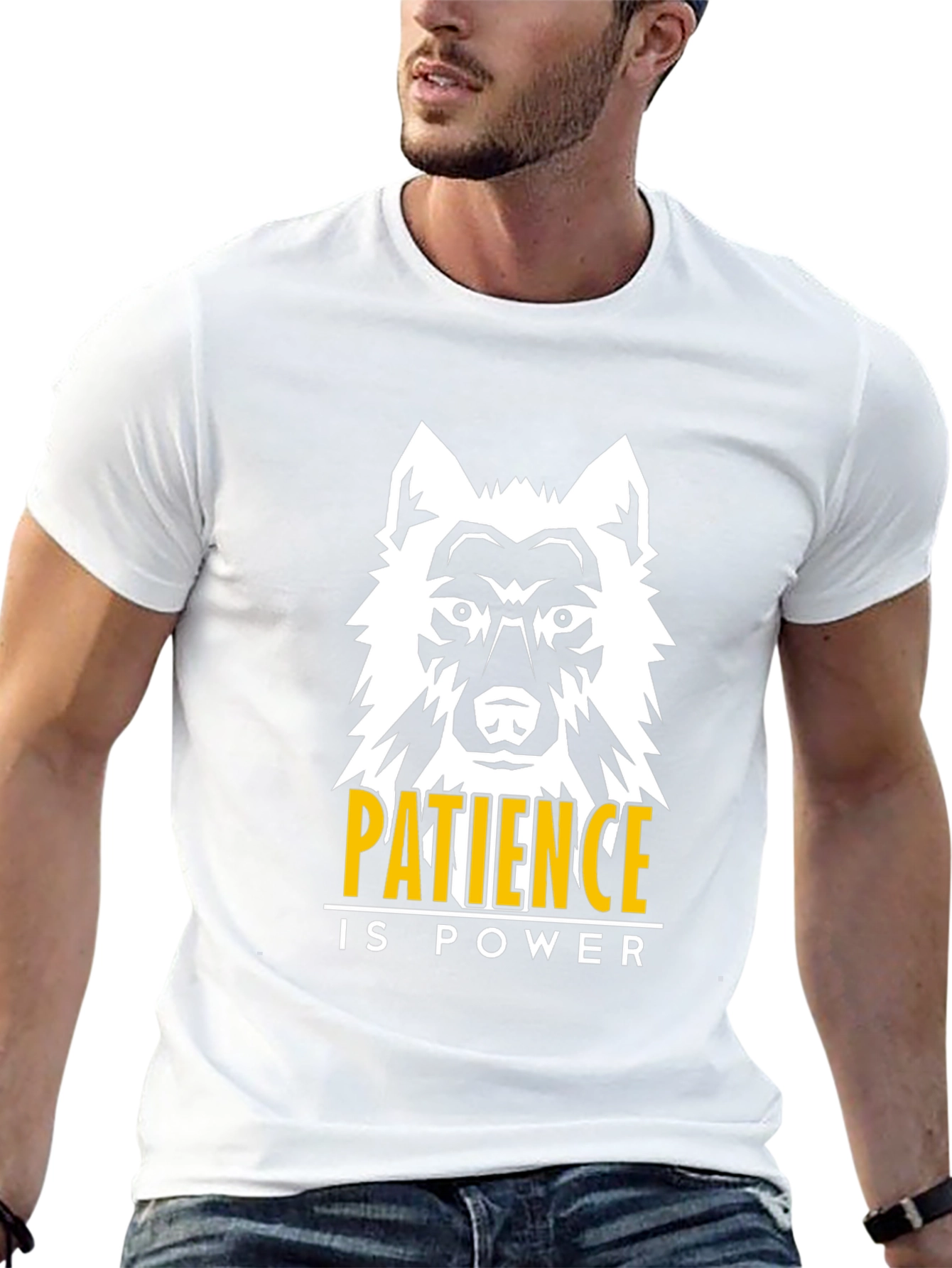 Patience is Power Wolf Graphic Tee - Black
