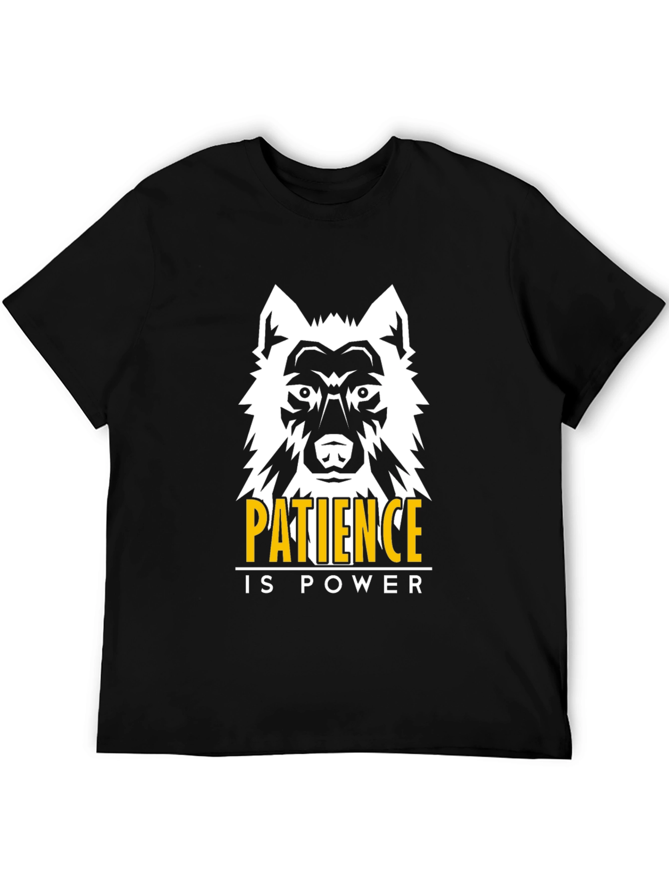 Patience is Power Wolf Graphic Tee - Black