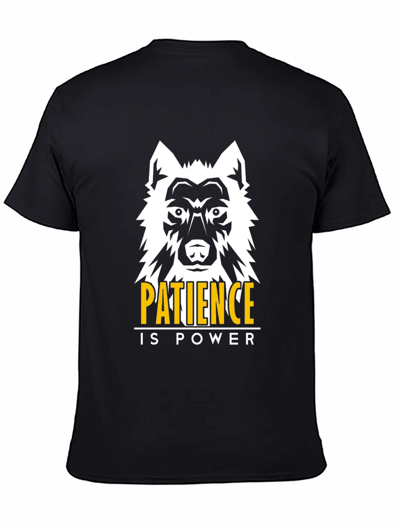 Patience is Power Wolf Graphic Tee - Black