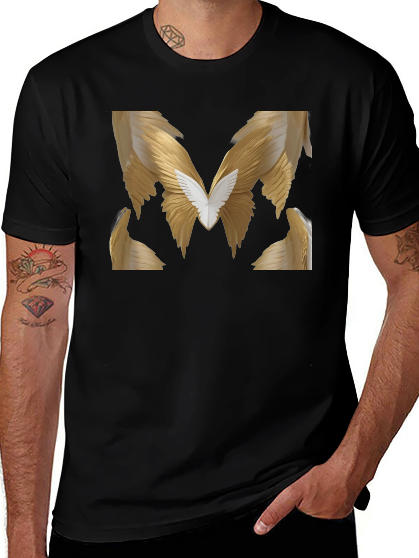 Winged M Graphic Tee - Stylish Black T-Shirt