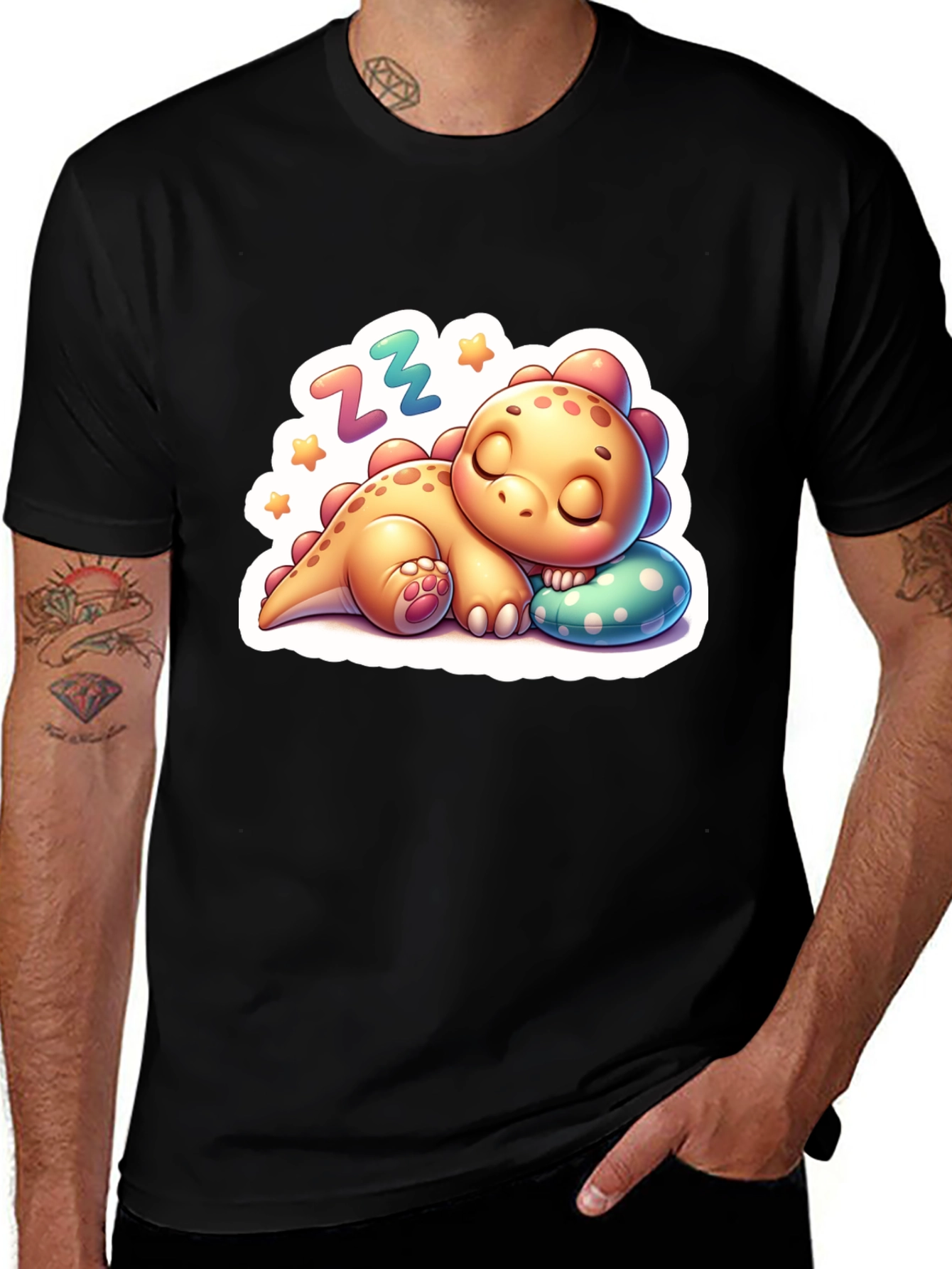 Cute Sleeping Dinosaur T-Shirt - Comfortable Cotton Blend