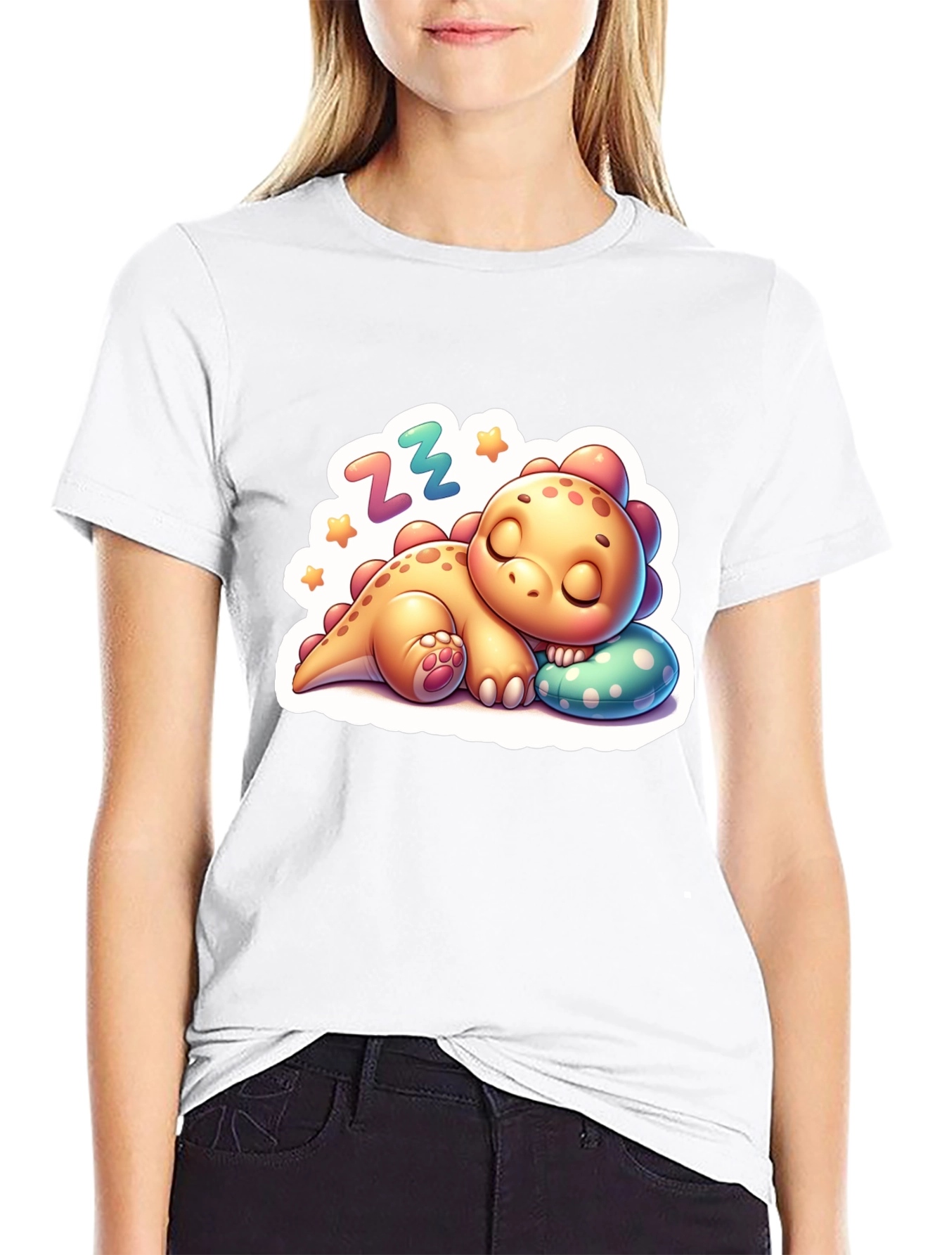 Cute Sleeping Dinosaur T-Shirt - Comfortable Cotton Blend