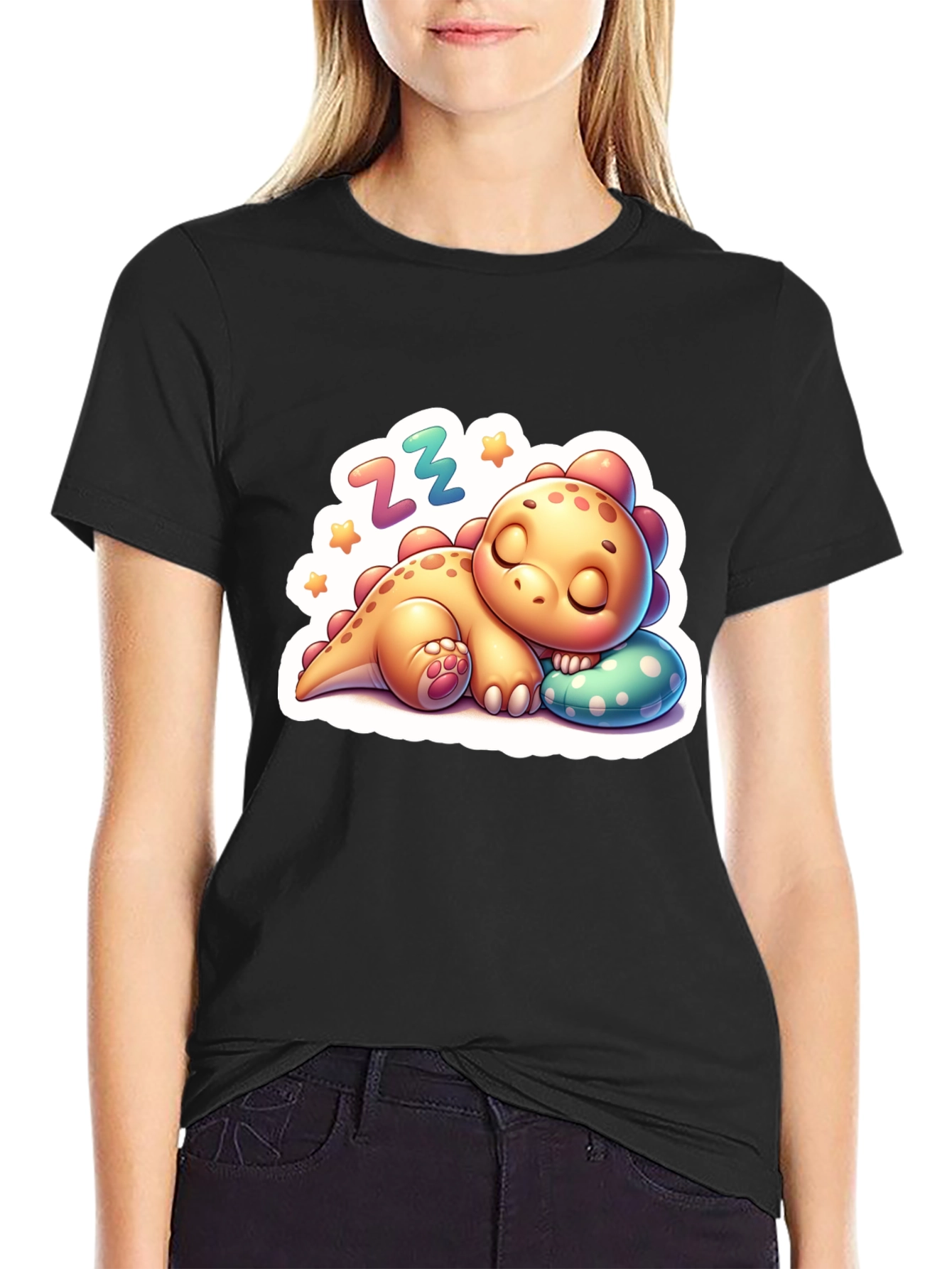 Cute Sleeping Dinosaur T-Shirt - Comfortable Cotton Blend