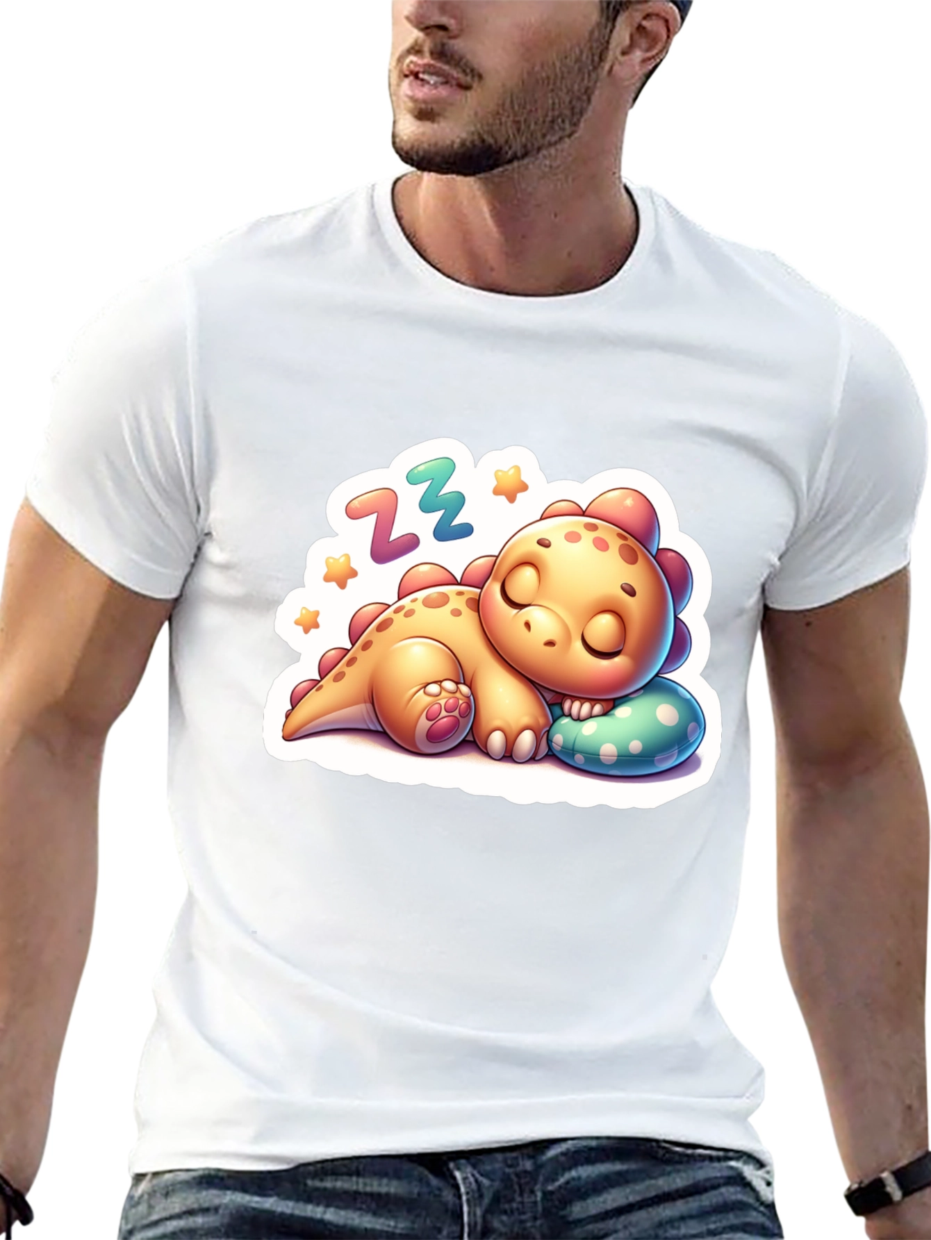 Cute Sleeping Dinosaur T-Shirt - Comfortable Cotton Blend