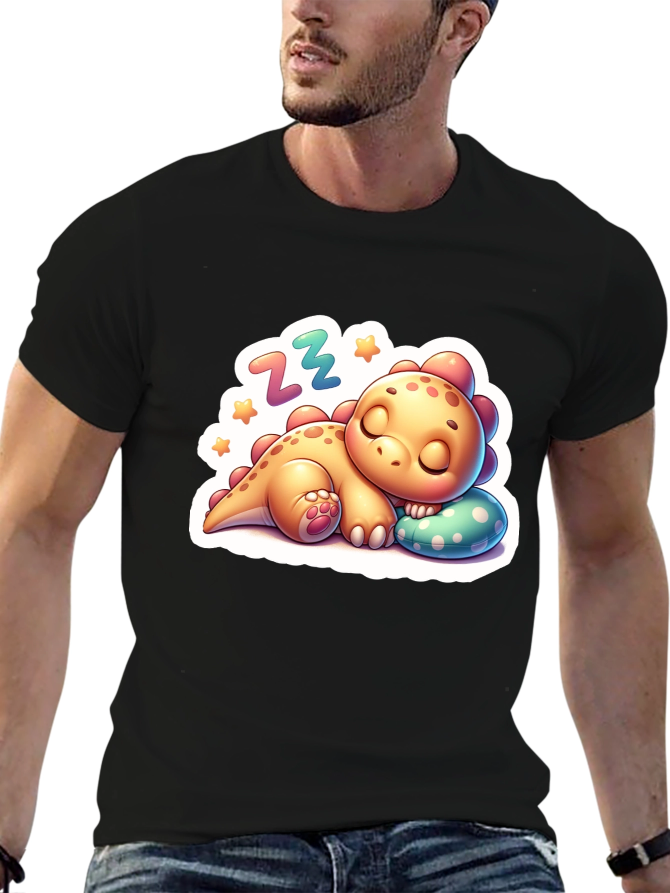 Cute Sleeping Dinosaur T-Shirt - Comfortable Cotton Blend