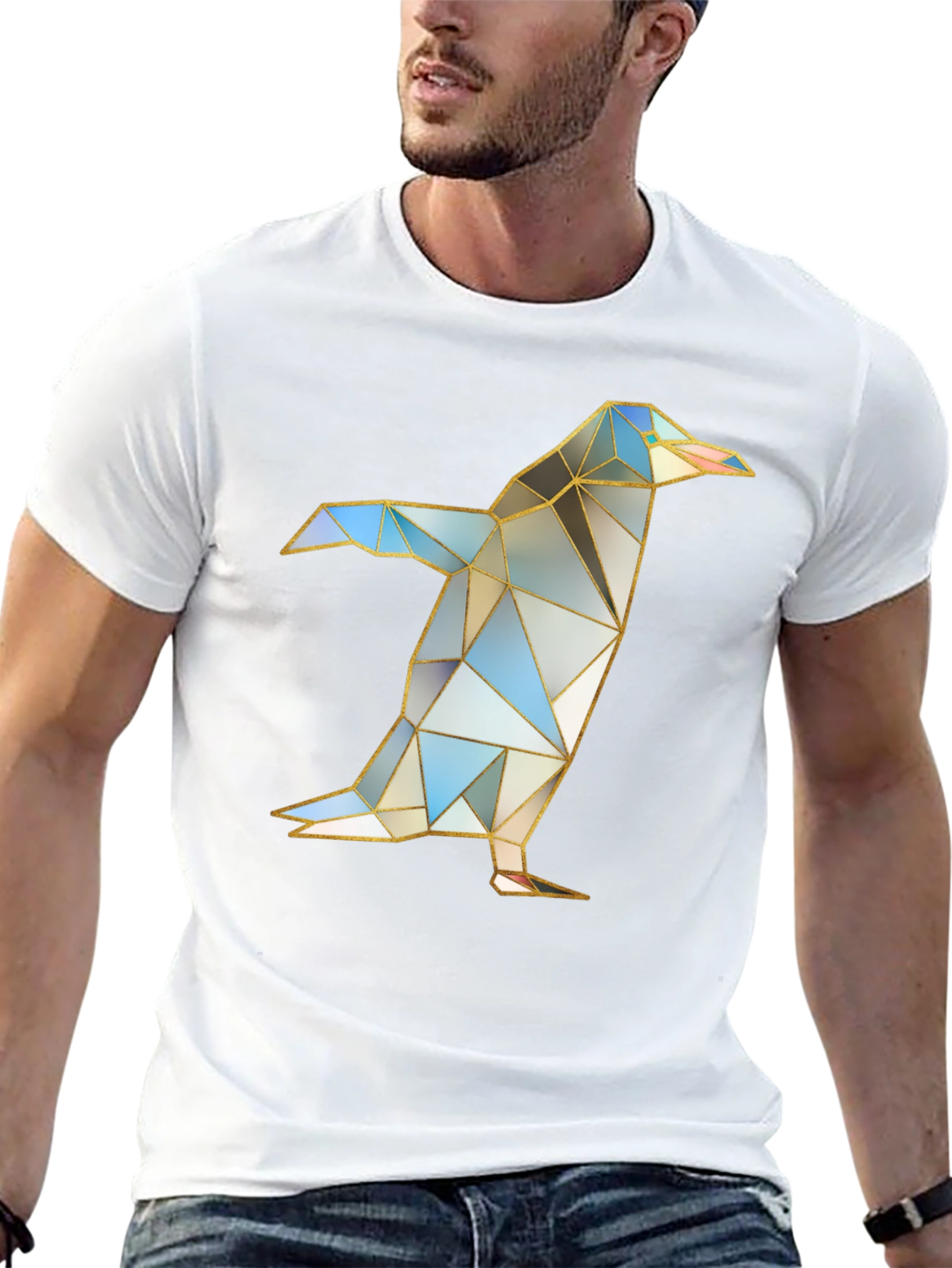 Geometric Penguin Graphic T-Shirt - Modern Art Design