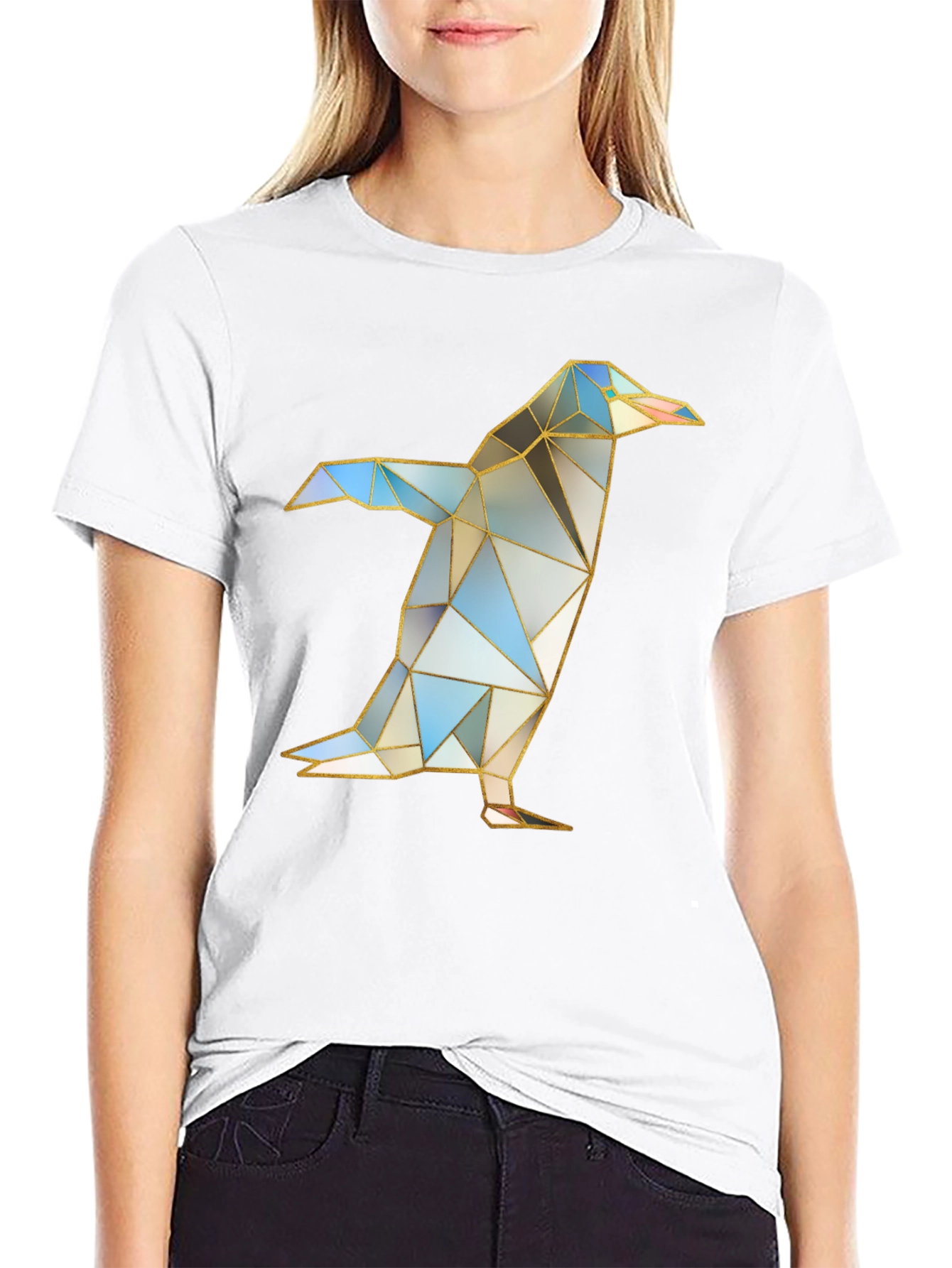 Geometric Penguin Graphic T-Shirt - Modern Art Design