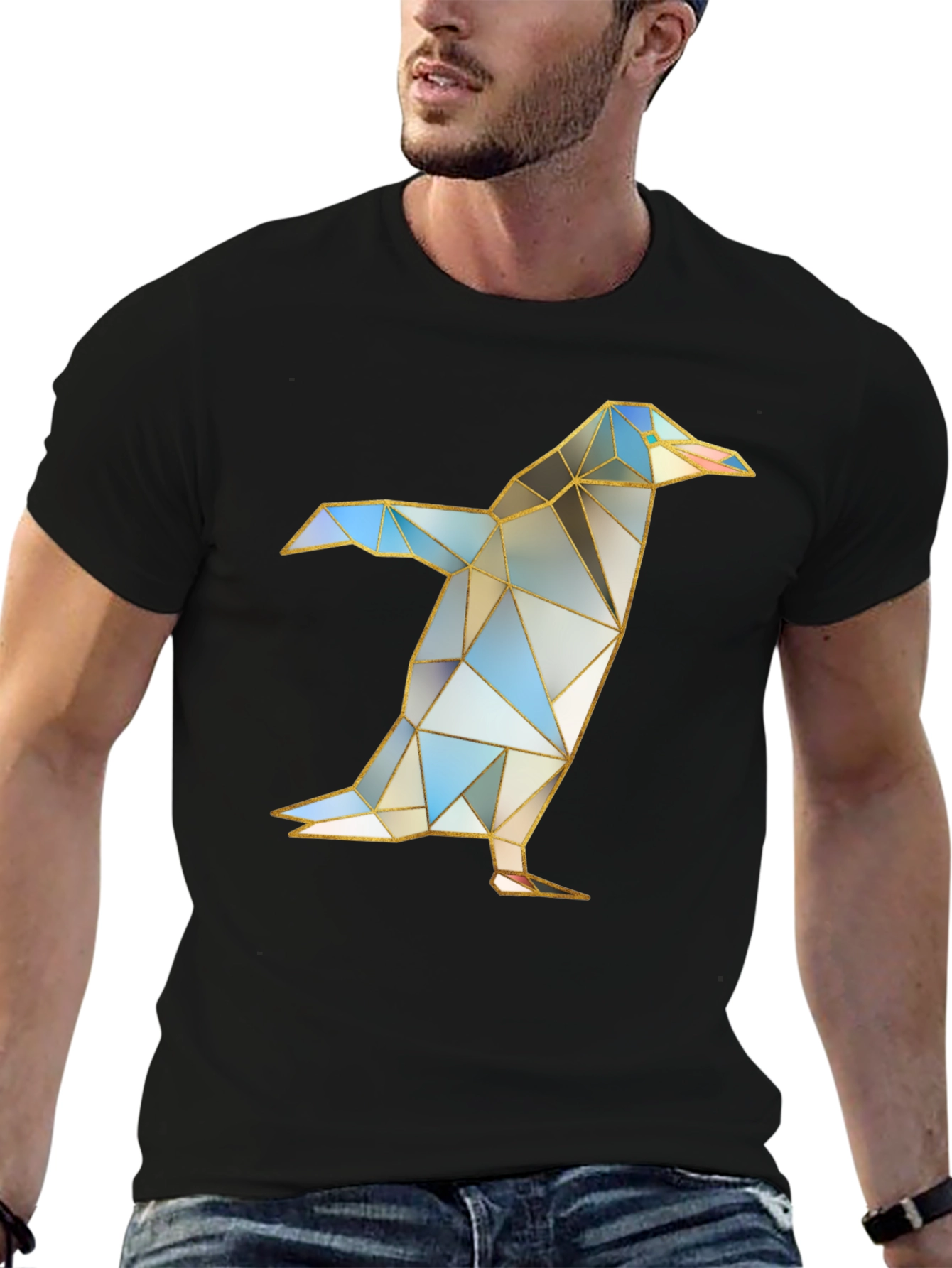 Geometric Penguin Graphic T-Shirt - Modern Art Design