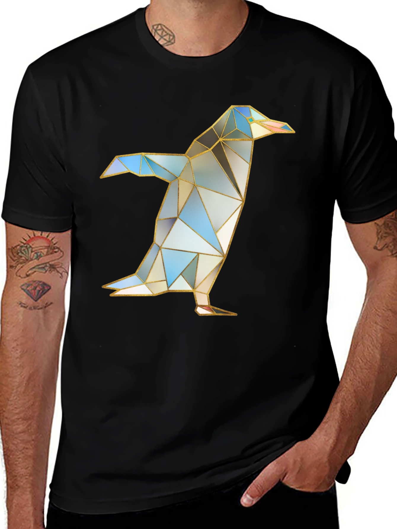 Geometric Penguin Graphic T-Shirt - Modern Art Design