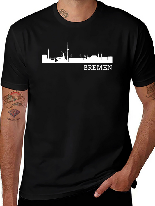Bremen Skyline Graphic T-Shirt - Black
