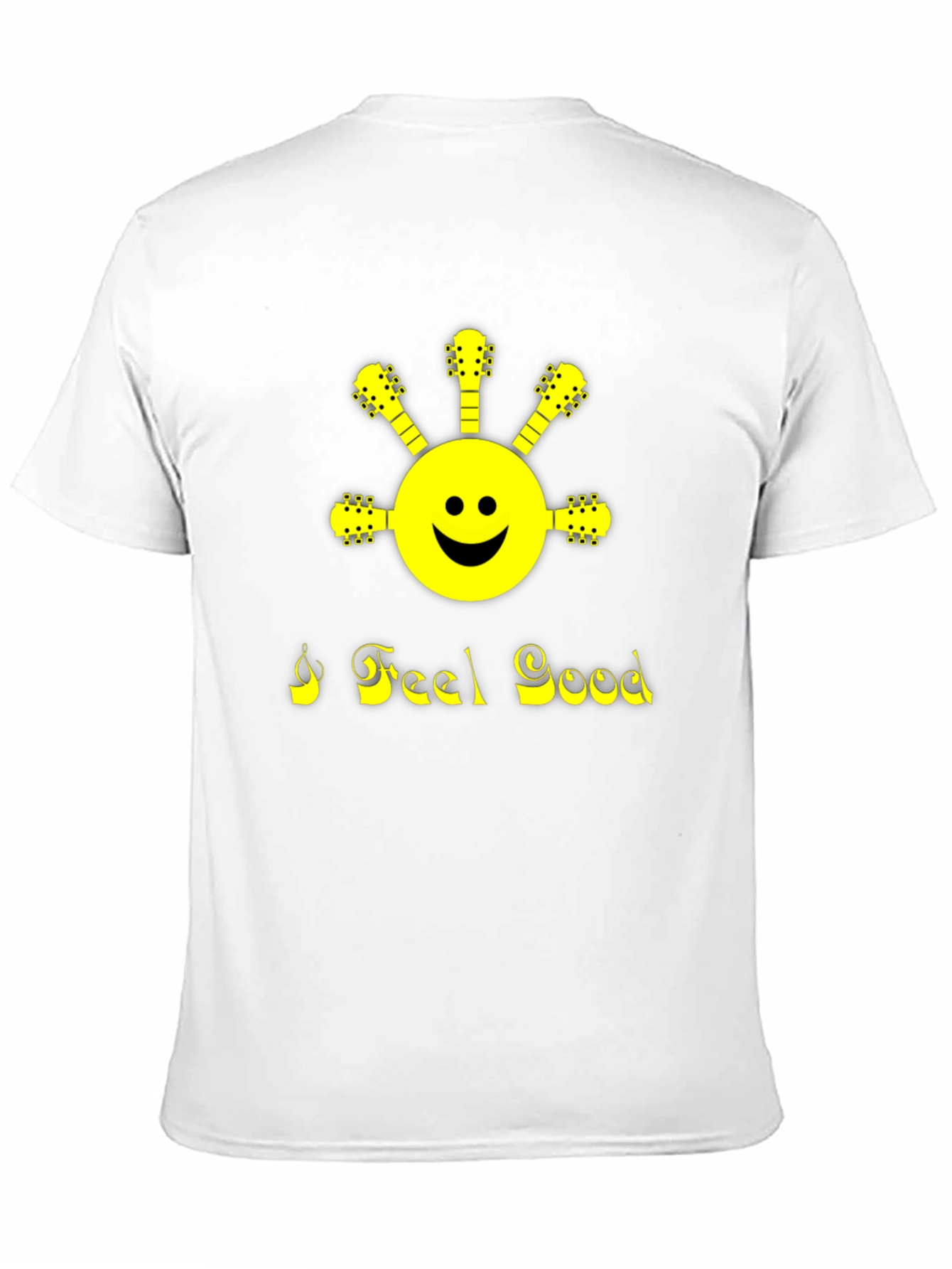 I Feel Good Guitar Smiley Face Black T-Shirt