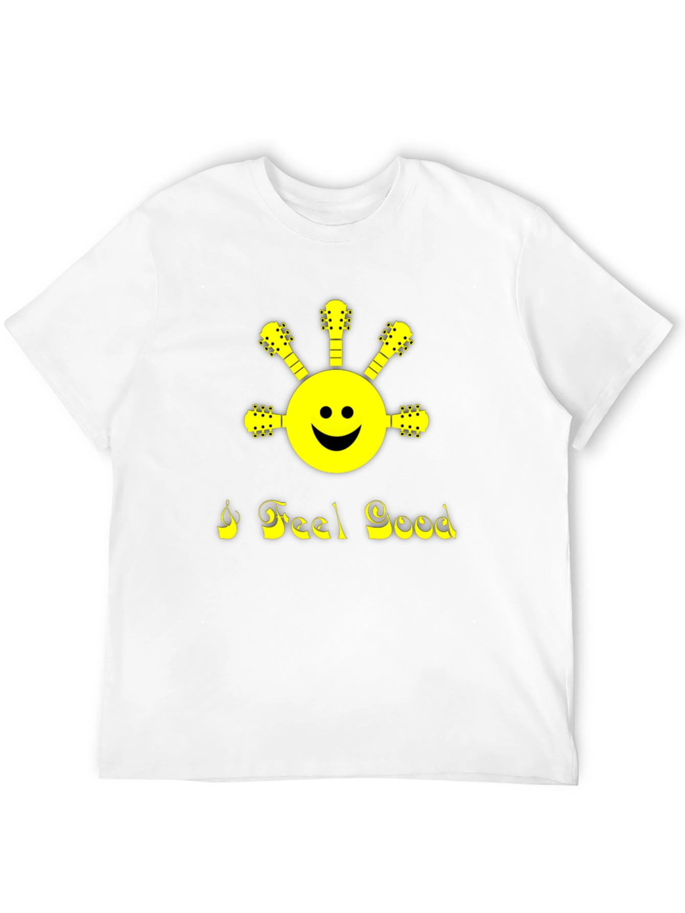 I Feel Good Guitar Smiley Face Black T-Shirt
