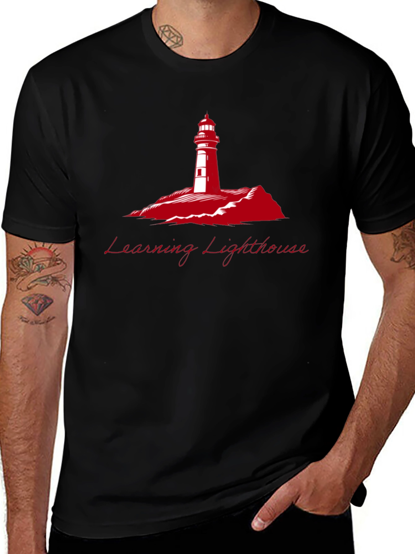 Learning Lighthouse Black T-Shirt