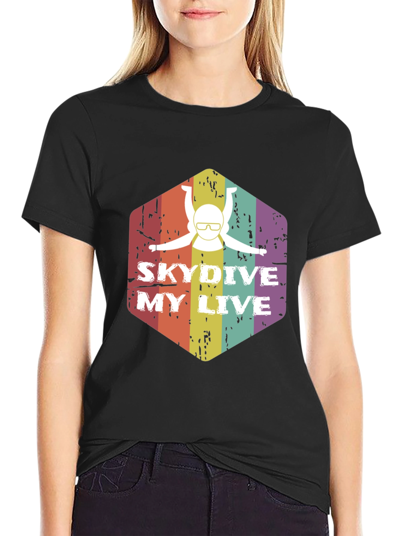 Skydive My Live Graphic Tee - Black Cotton Shirt