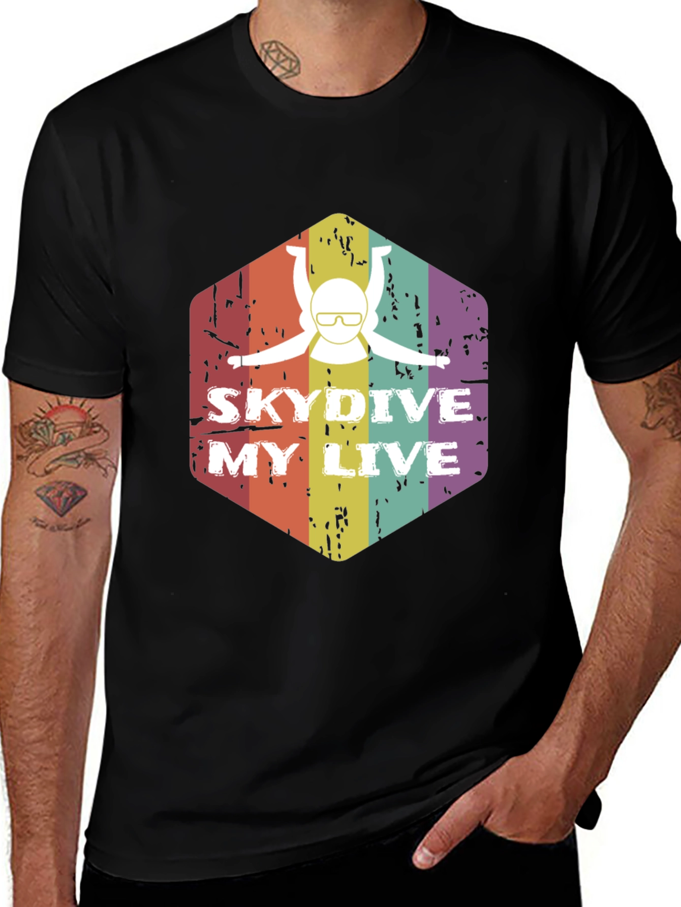 Skydive My Live Graphic Tee - Black Cotton Shirt