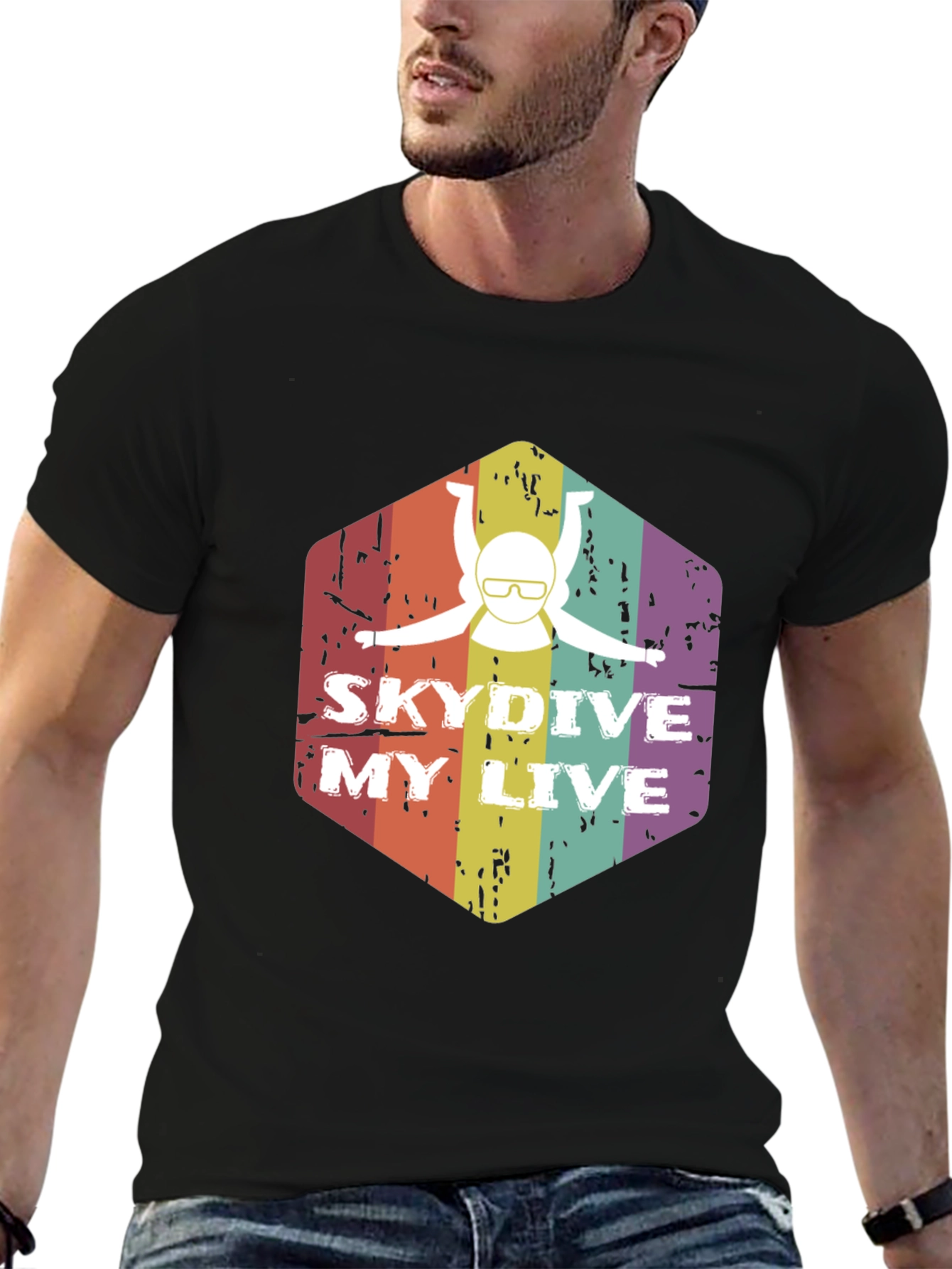 Skydive My Live Graphic Tee - Black Cotton Shirt