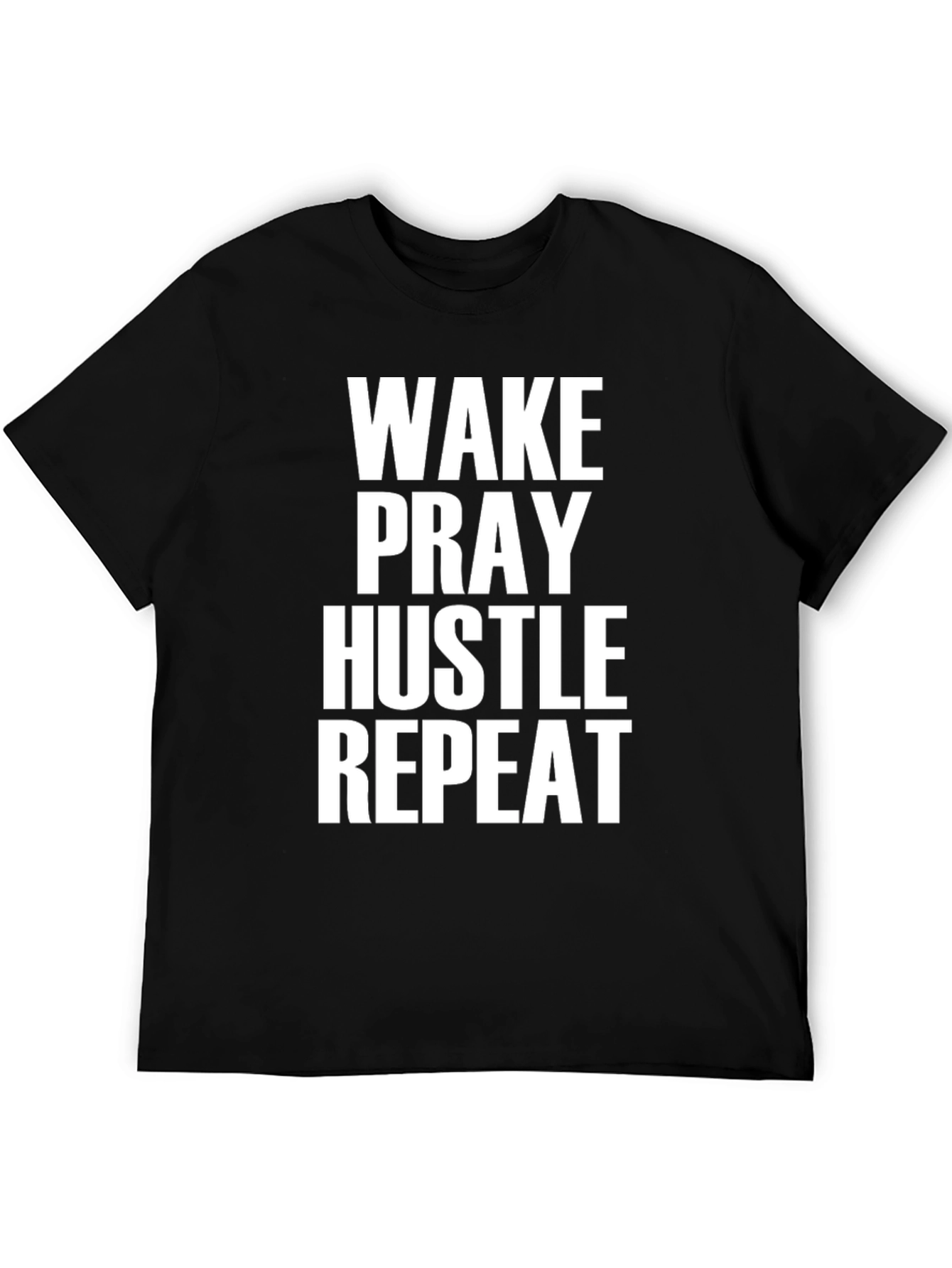 Wake Pray Hustle Repeat Black Graphic T-Shirt