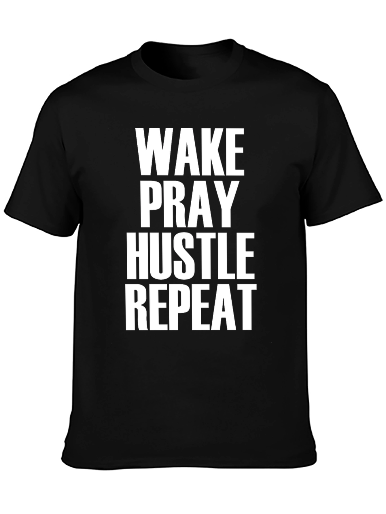 Wake Pray Hustle Repeat Black Graphic T-Shirt