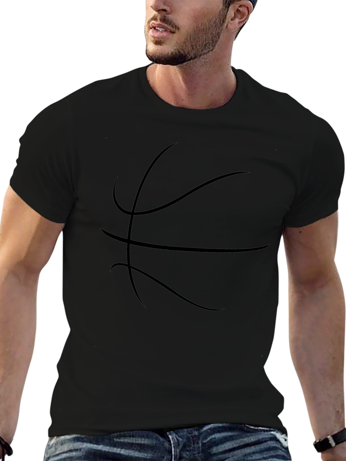 Black Basketball Graphic Tee - Sporty Casual Style