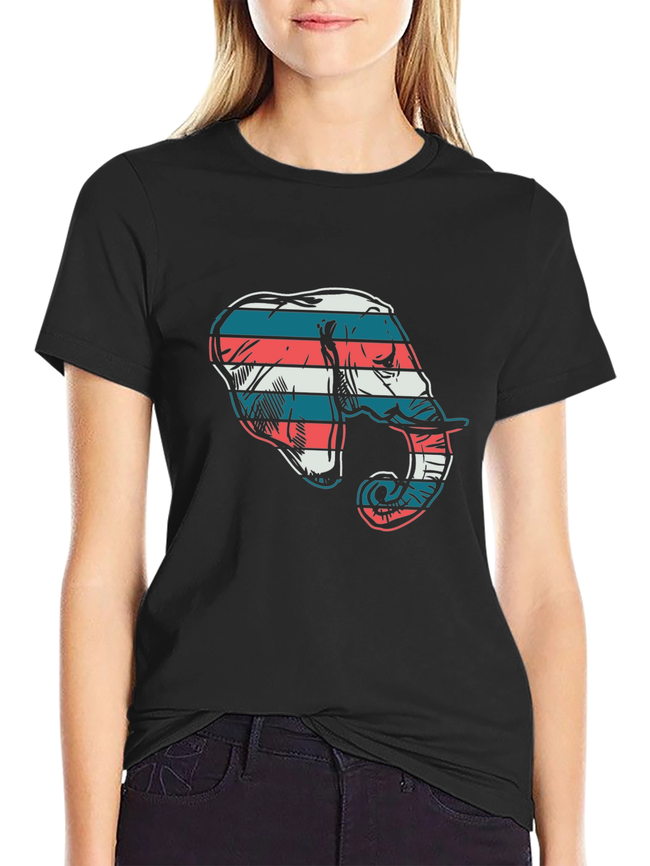 Striped Elephant Graphic Tee - Cool Casual Style
