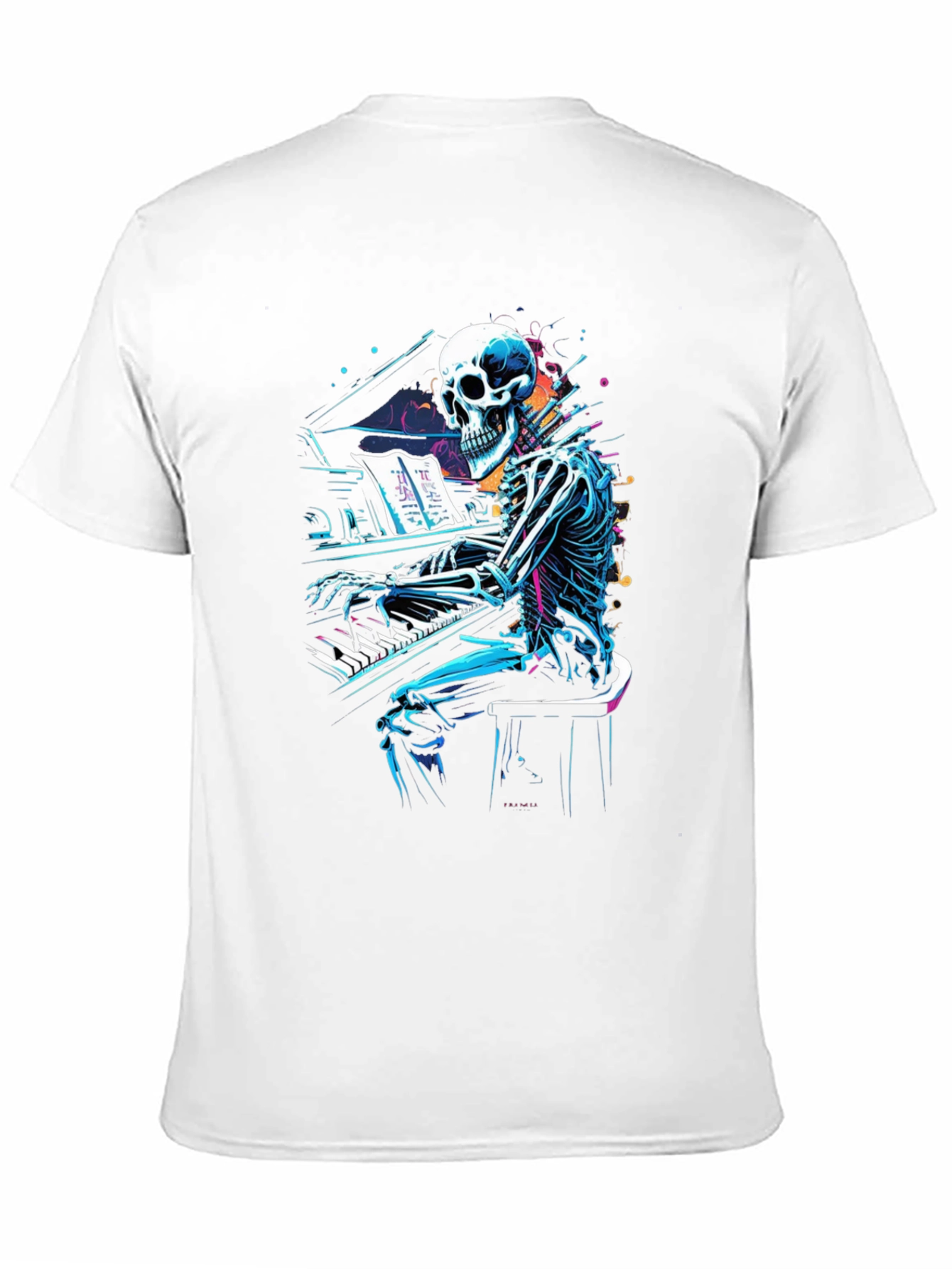 Skeleton Pianist Graphic Tee - Musical Anatomy