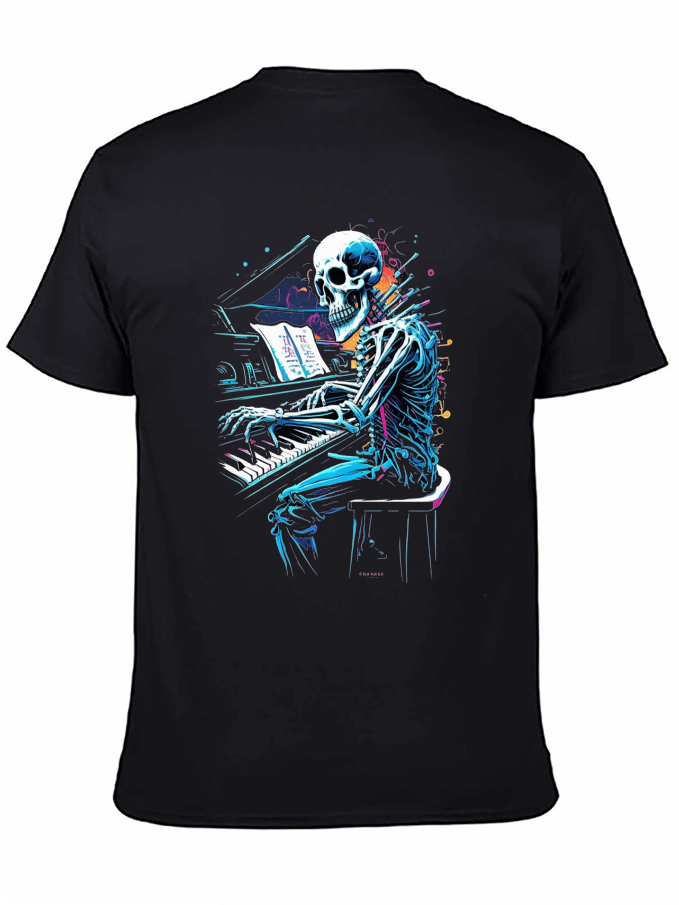 Skeleton Pianist Graphic Tee - Musical Anatomy