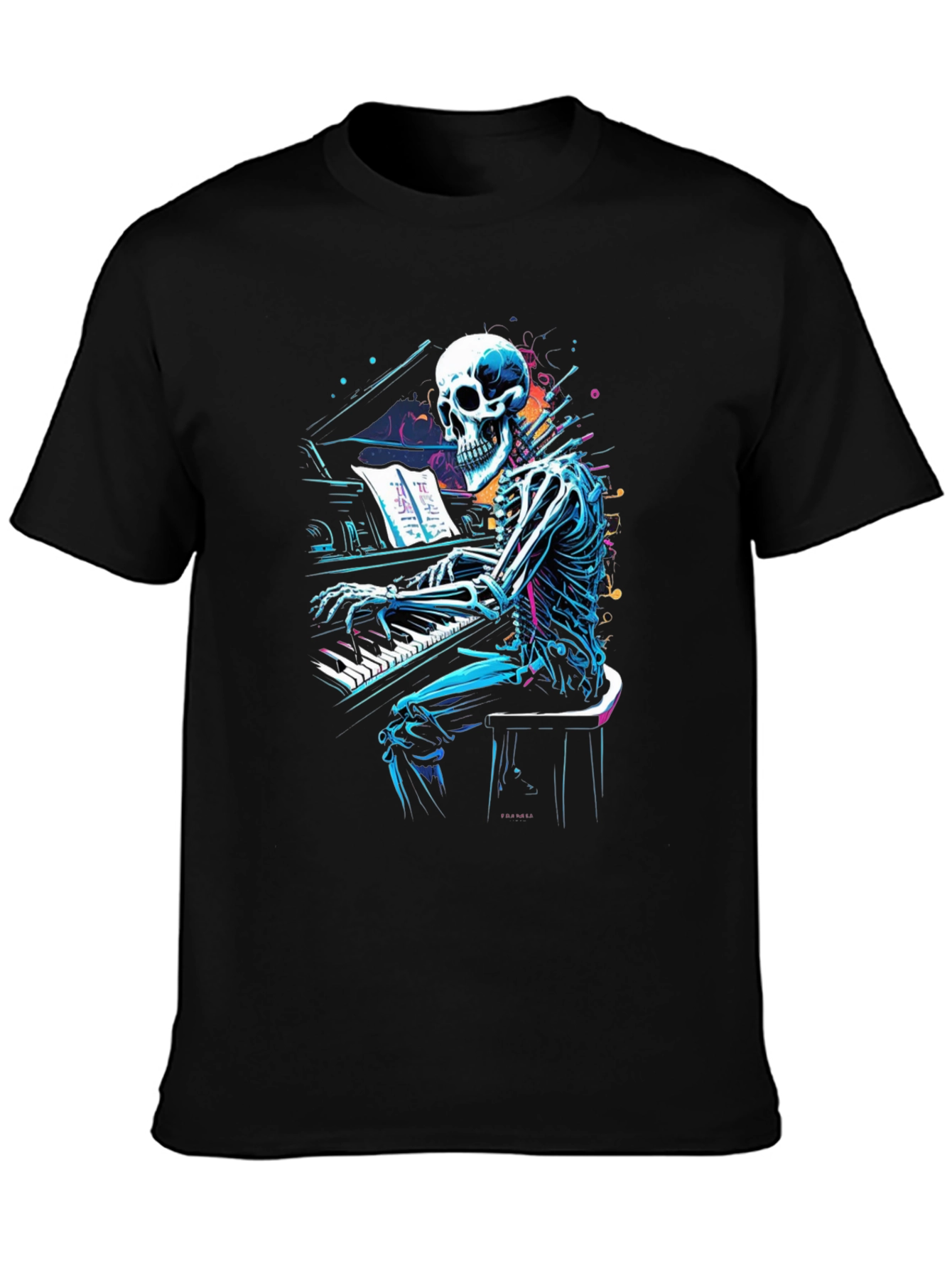 Skeleton Pianist Graphic Tee - Musical Anatomy