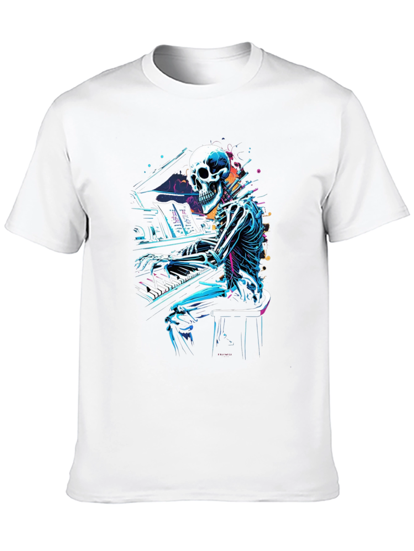 Skeleton Pianist Graphic Tee - Musical Anatomy
