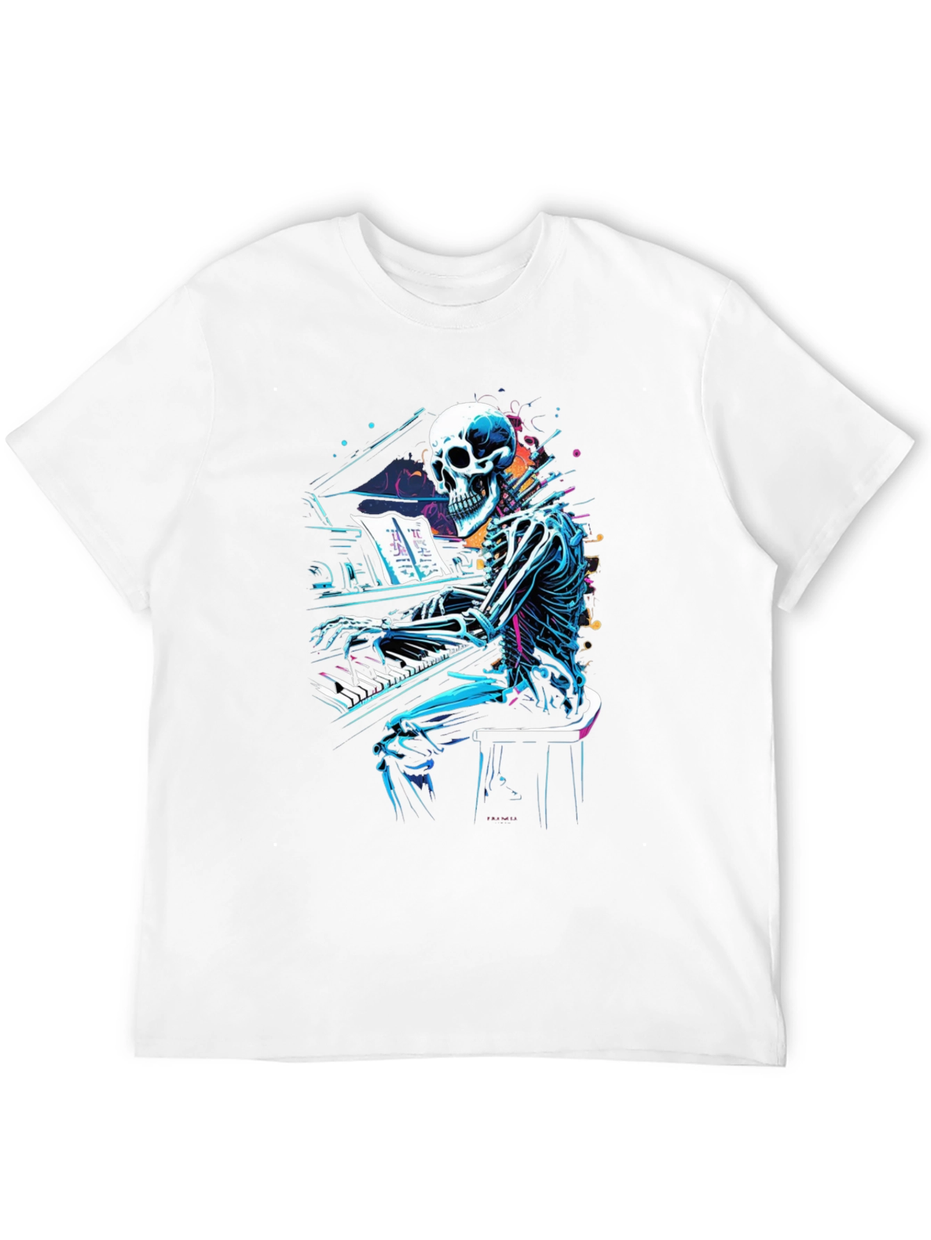Skeleton Pianist Graphic Tee - Musical Anatomy