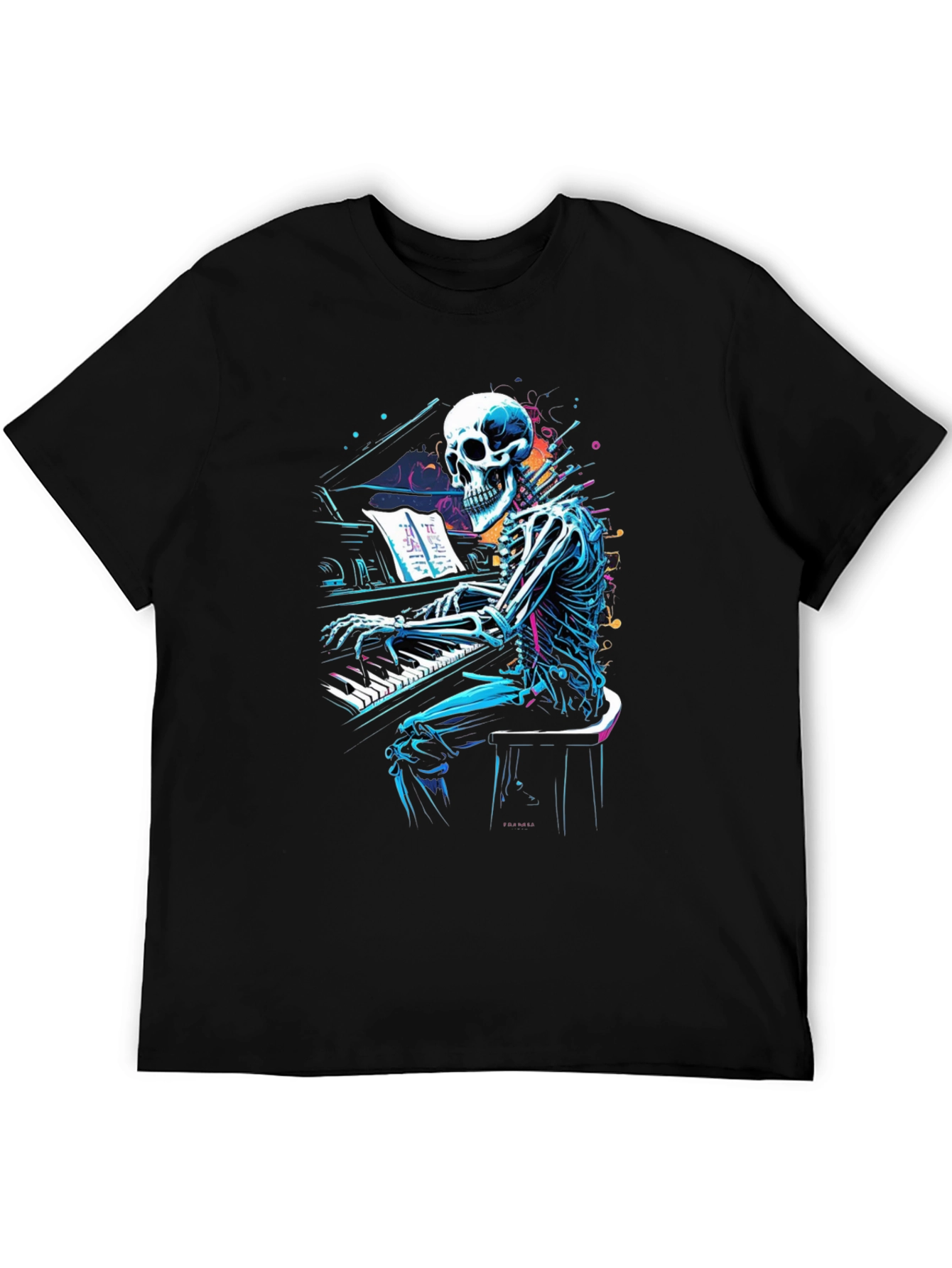 Skeleton Pianist Graphic Tee - Musical Anatomy