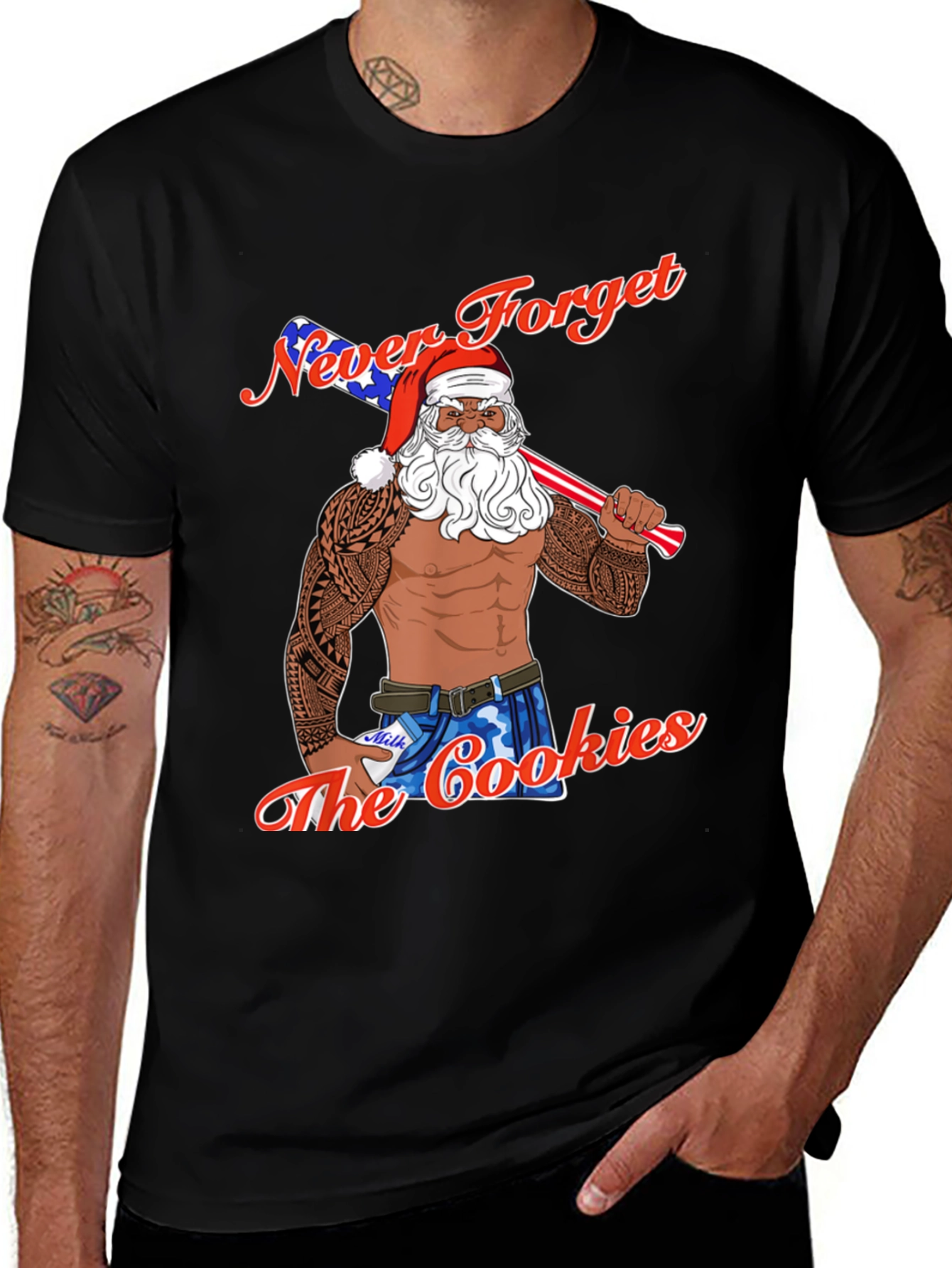 Never Forget the Cookies Patriotic Santa T-Shirt