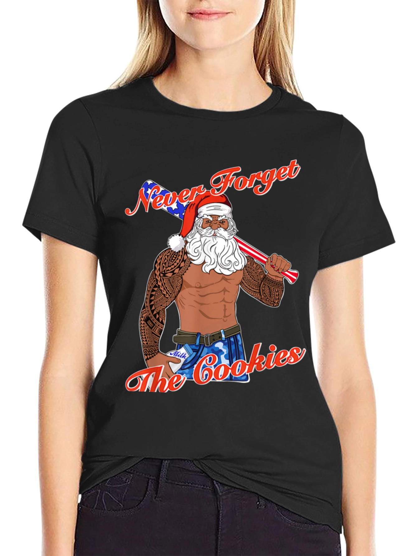 Never Forget the Cookies Patriotic Santa T-Shirt