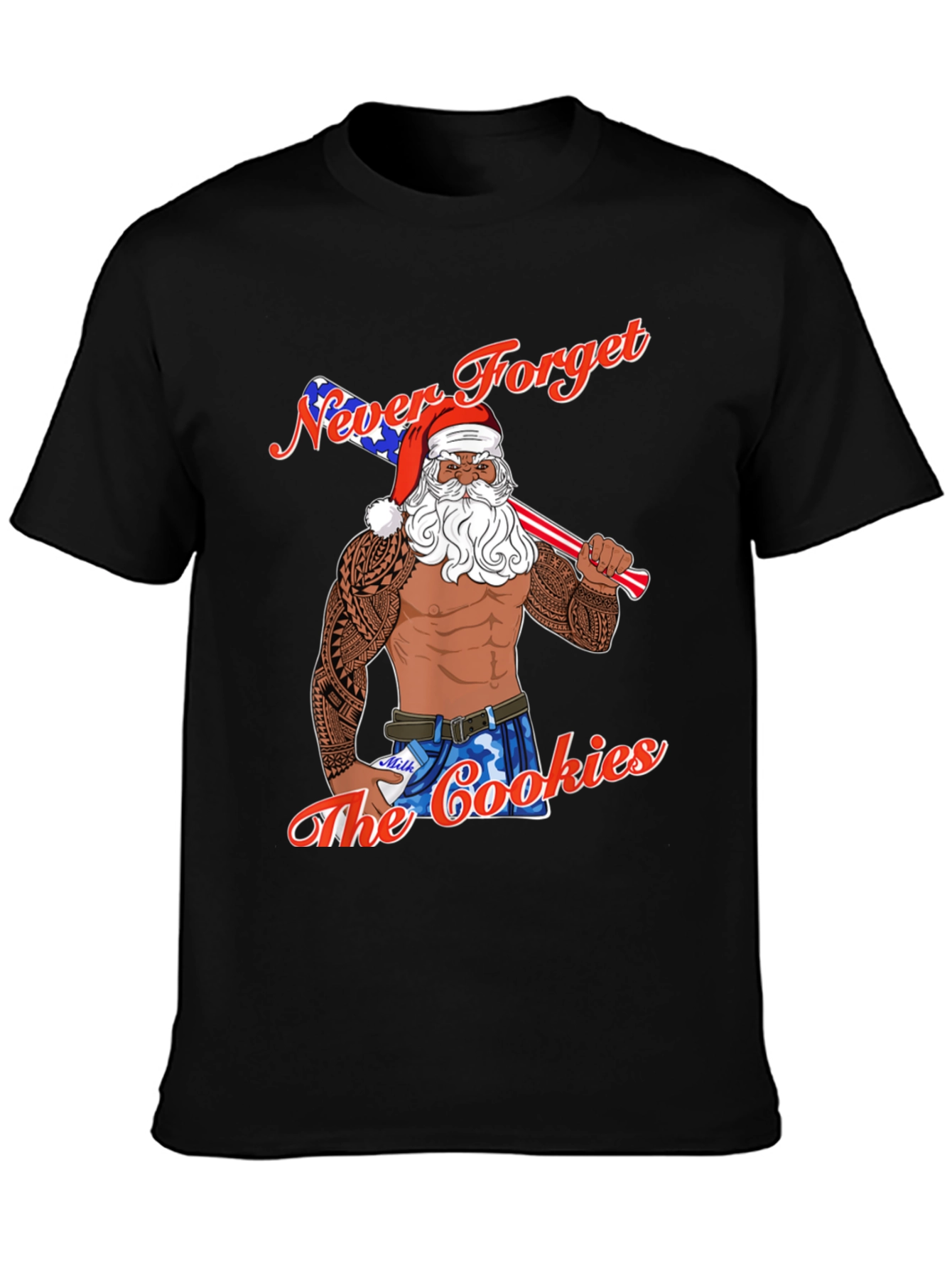 Never Forget the Cookies Patriotic Santa T-Shirt