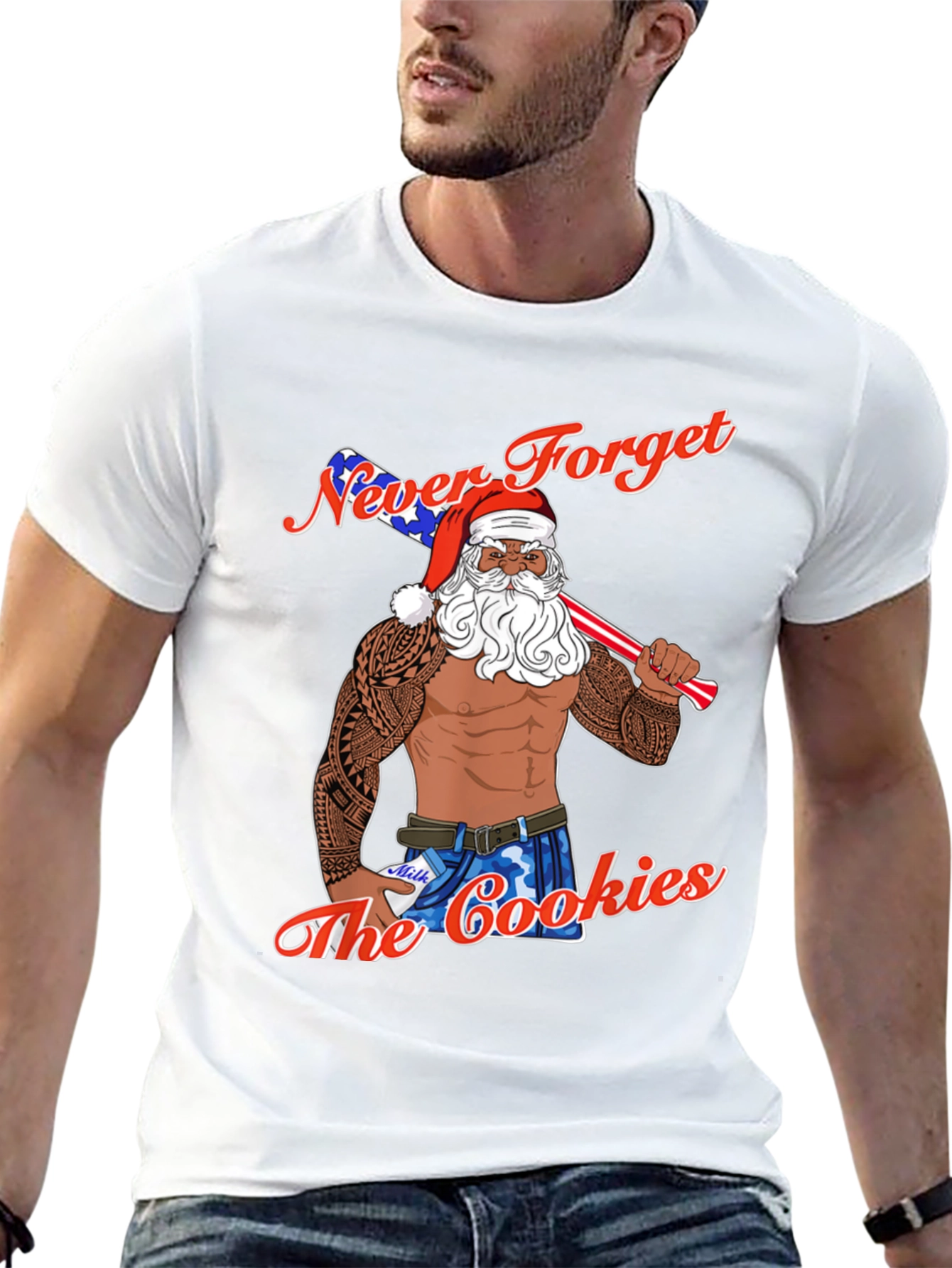 Never Forget the Cookies Patriotic Santa T-Shirt