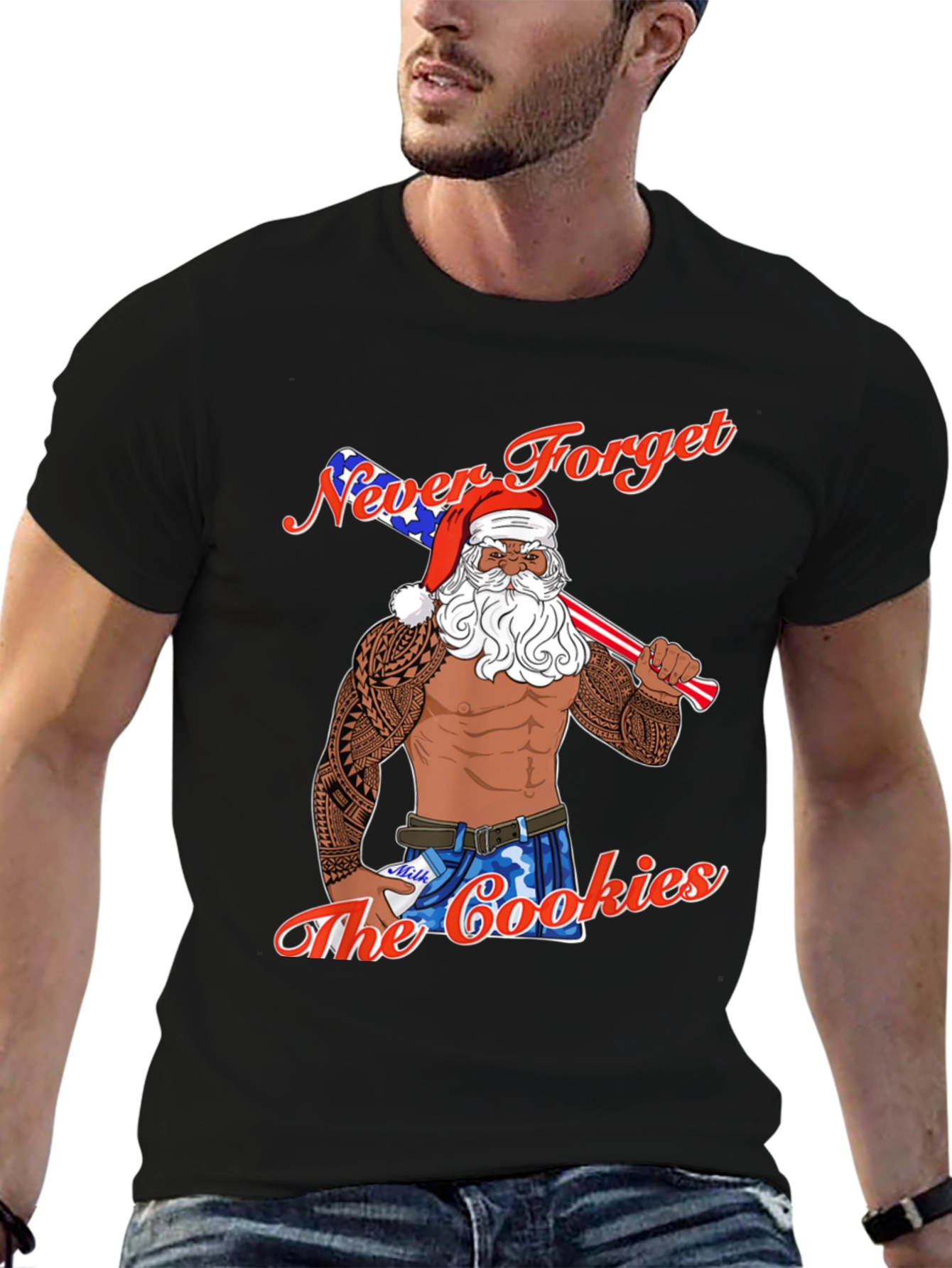Never Forget the Cookies Patriotic Santa T-Shirt