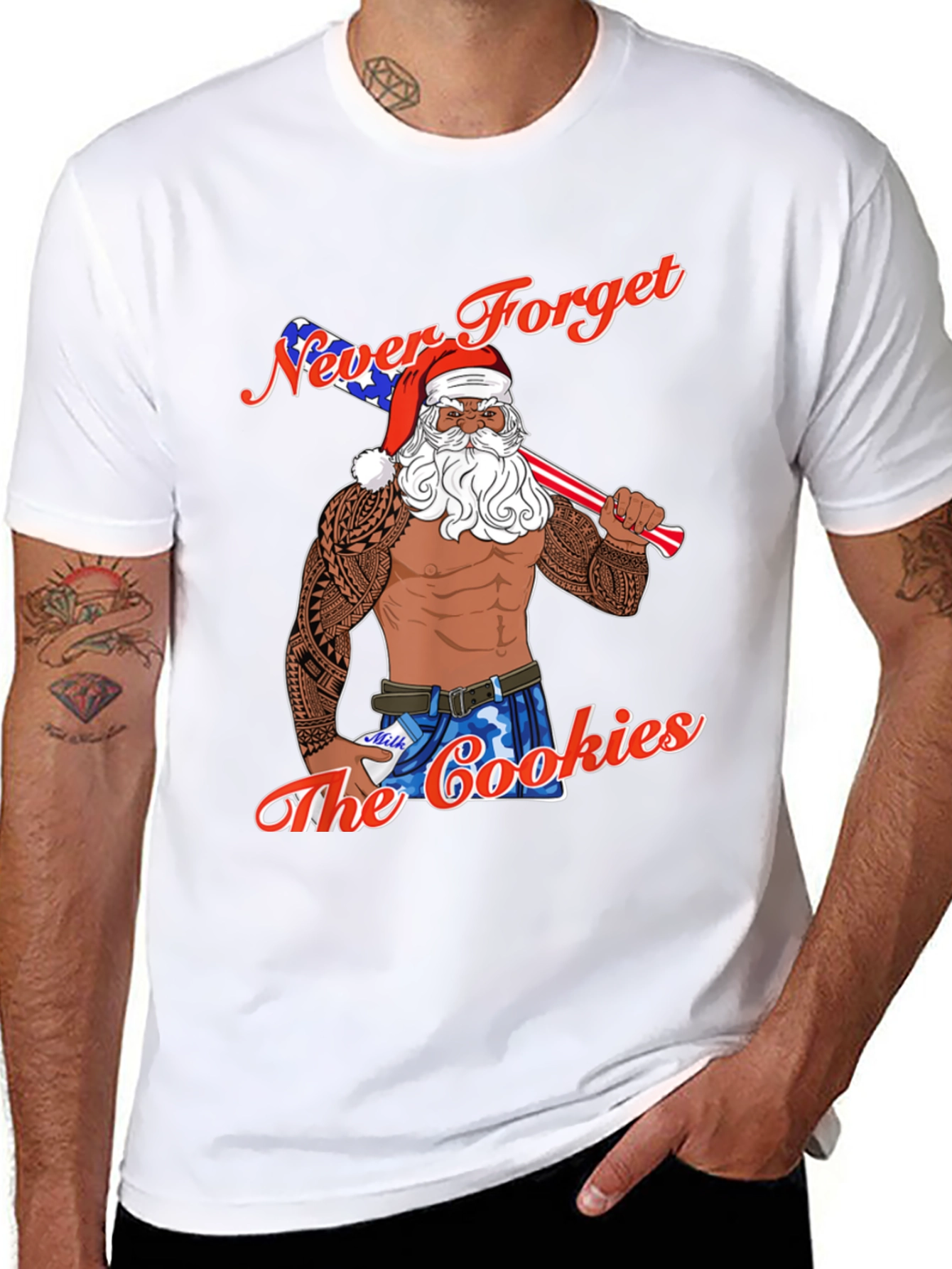 Never Forget the Cookies Patriotic Santa T-Shirt