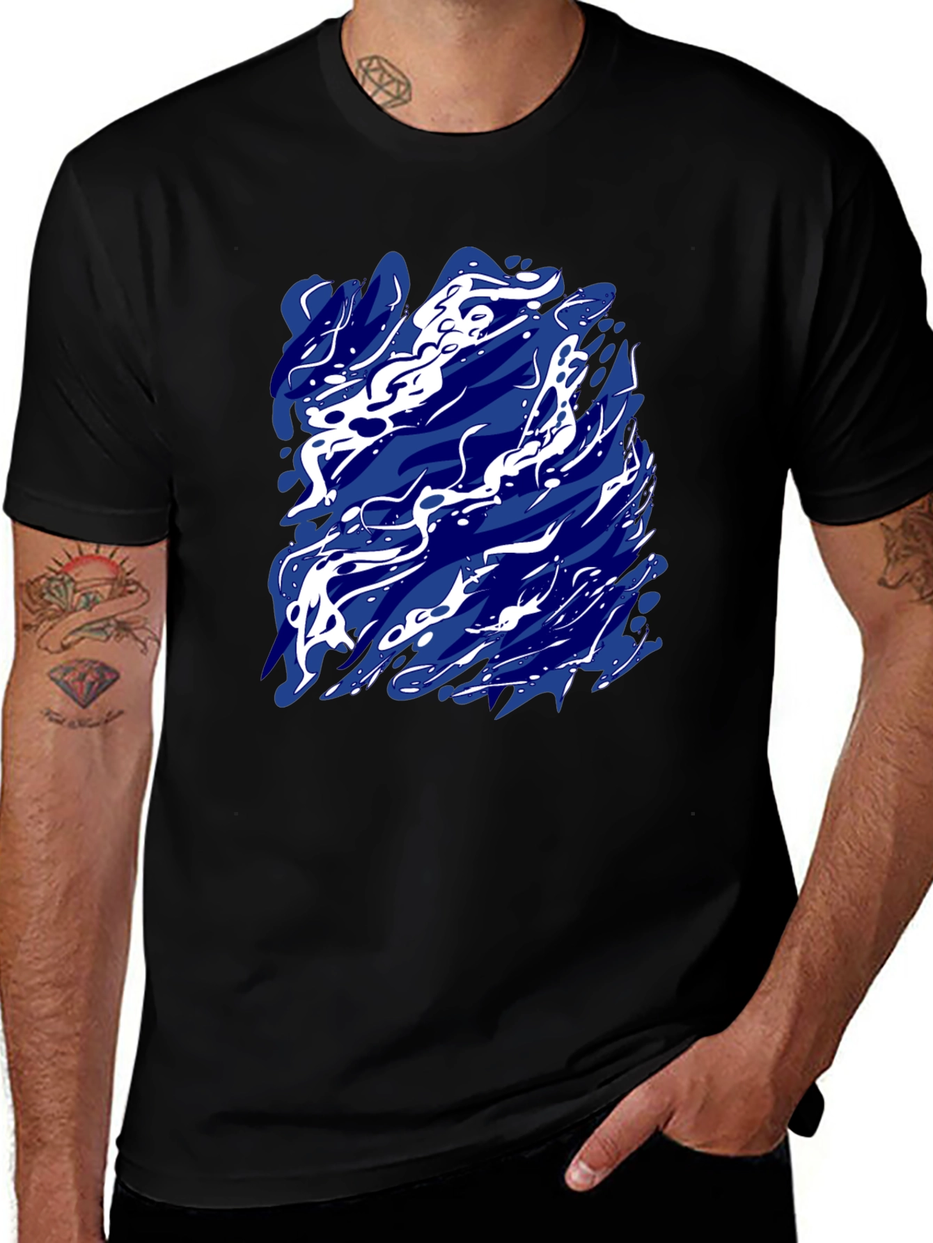 Abstract Art Tee - Stylish Mens Black T-Shirt