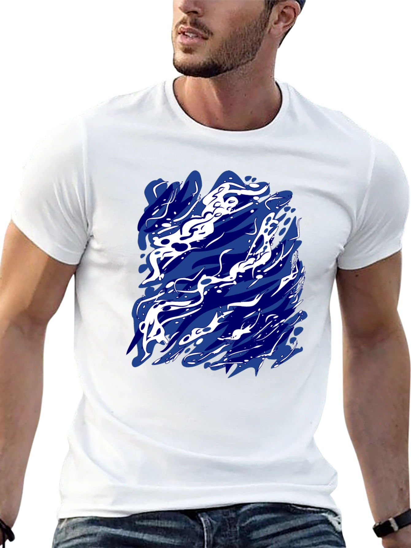 Abstract Art Tee - Stylish Mens Black T-Shirt