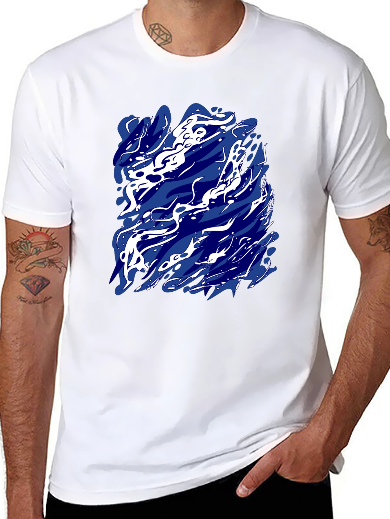 Abstract Art Tee - Stylish Mens Black T-Shirt