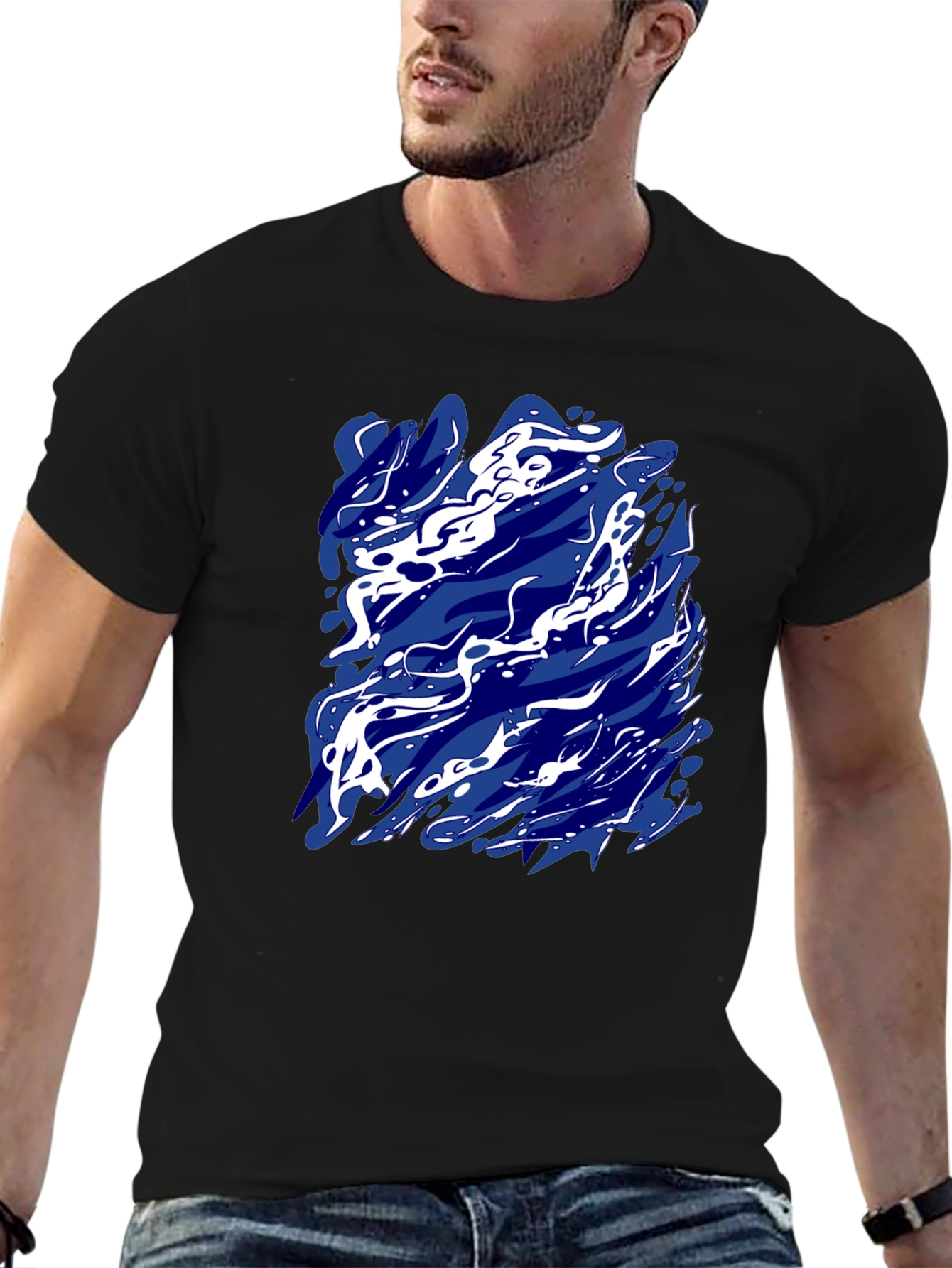 Abstract Art Tee - Stylish Mens Black T-Shirt