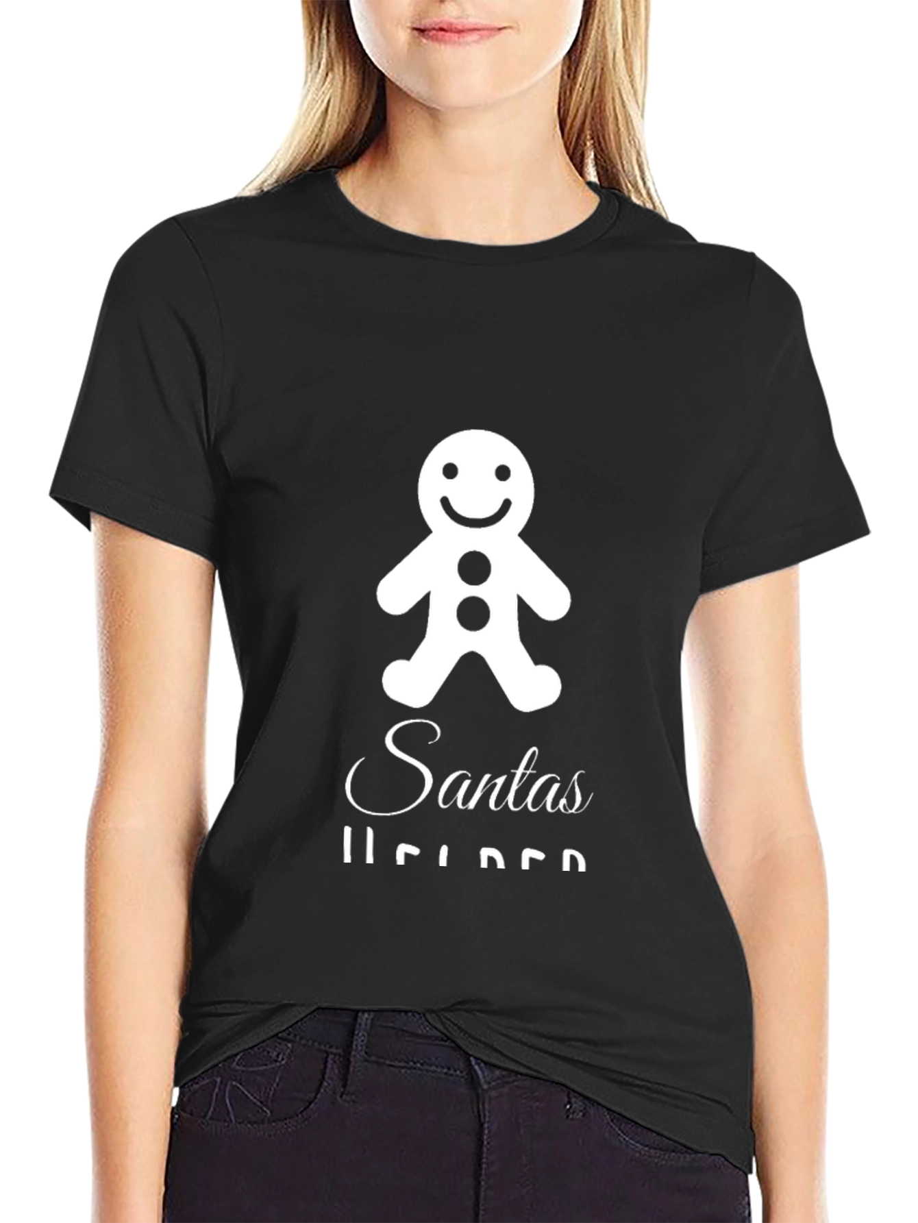 Santas Helper Gingerbread Man Graphic T-Shirt