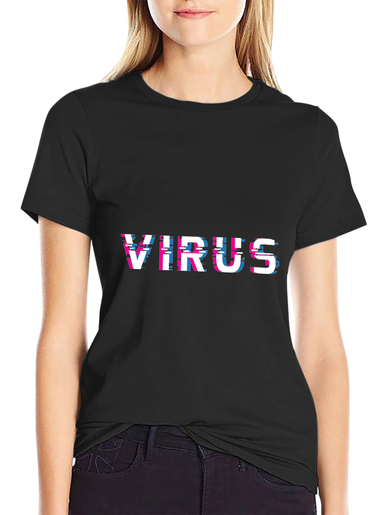 Virus Glitch Graphic T-Shirt - Trendy Casual Wear
