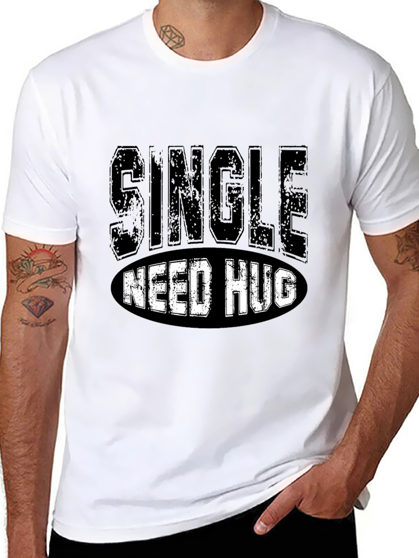 Single Need Hug Black Graphic T-Shirt