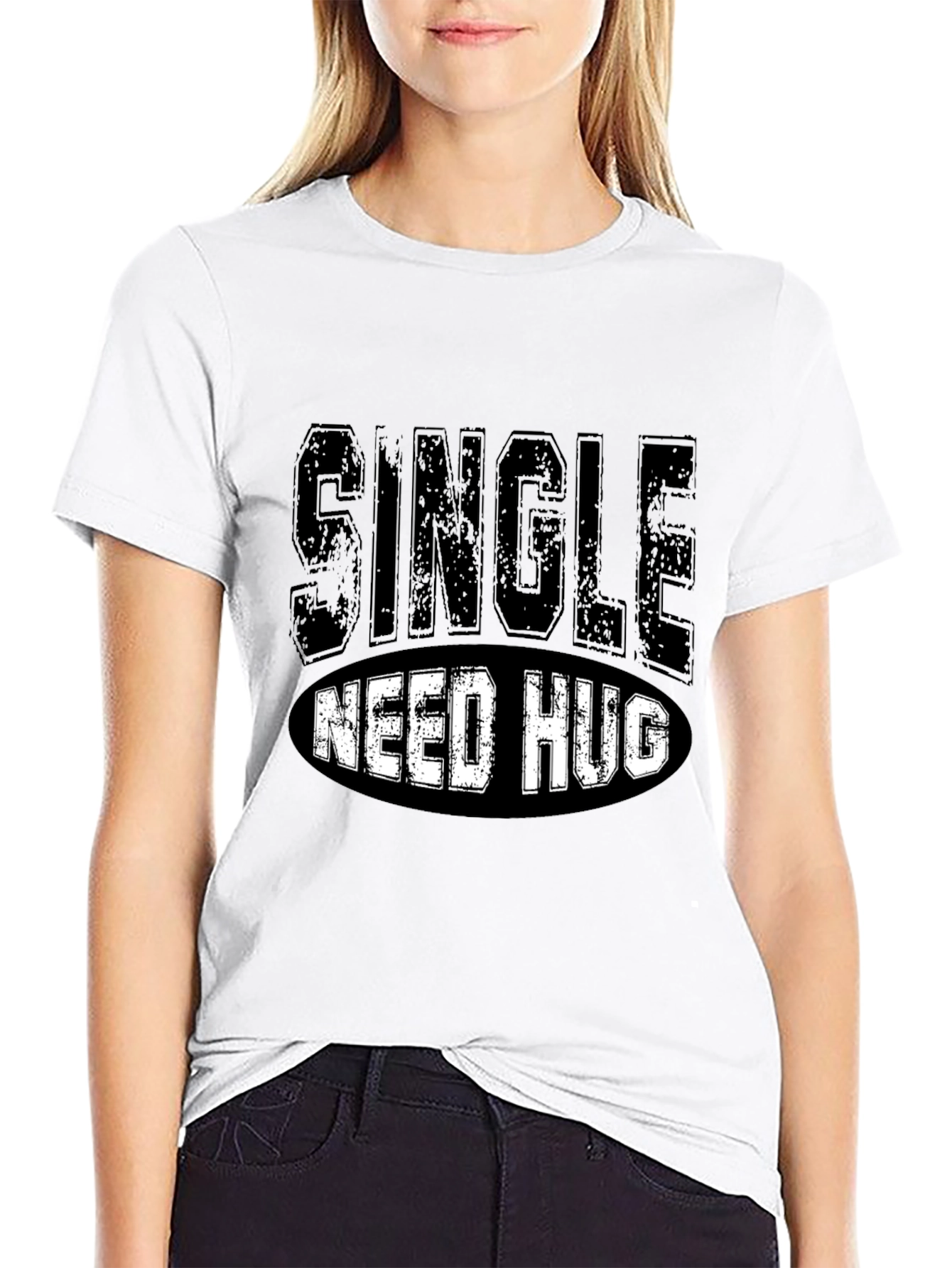 Single Need Hug Black Graphic T-Shirt
