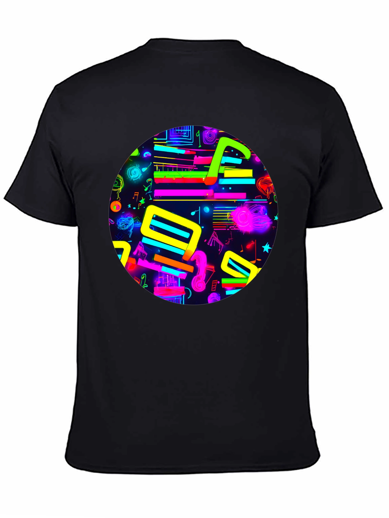 Neon Music Notes Graphic T-Shirt