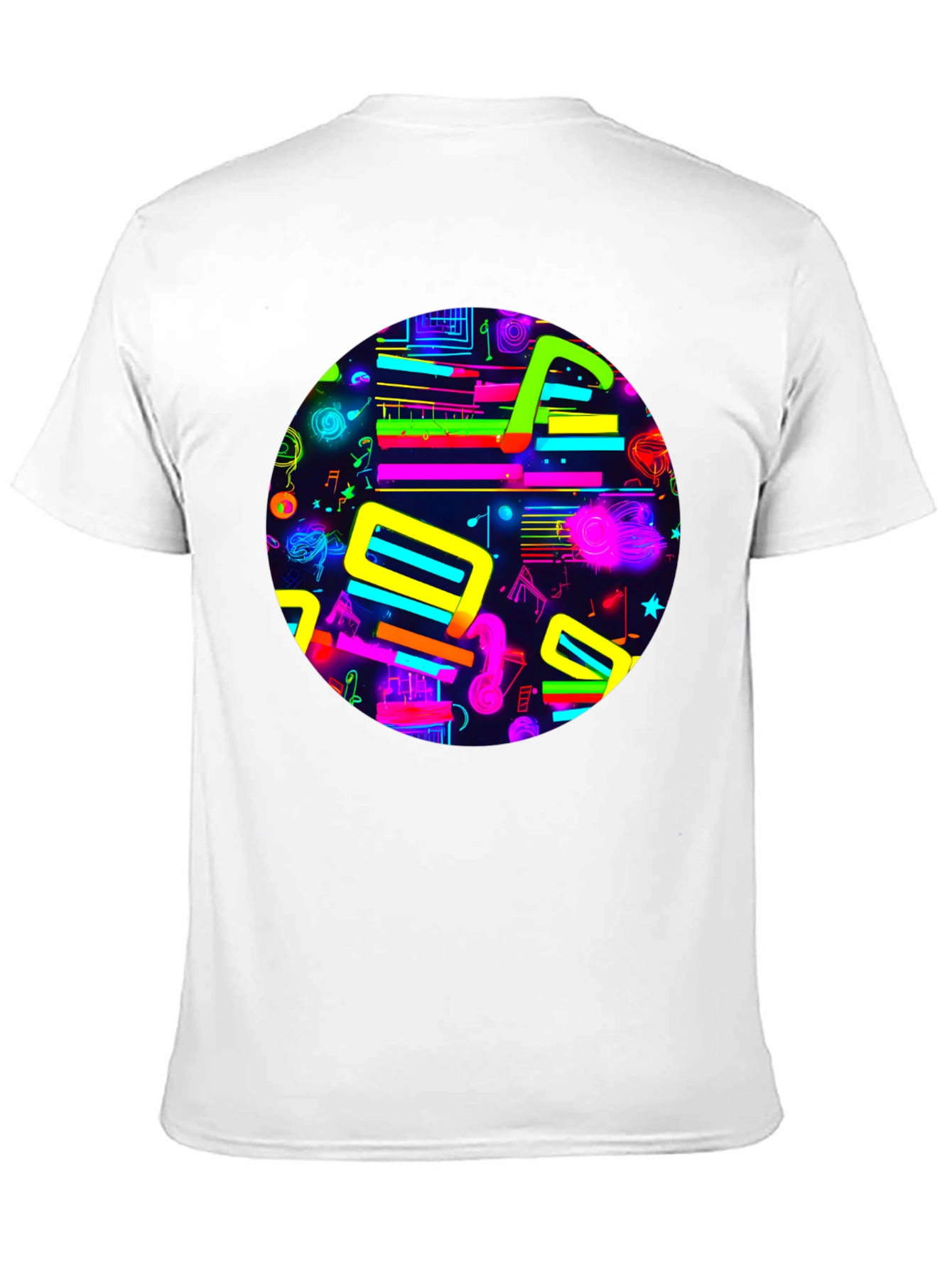 Neon Music Notes Graphic T-Shirt